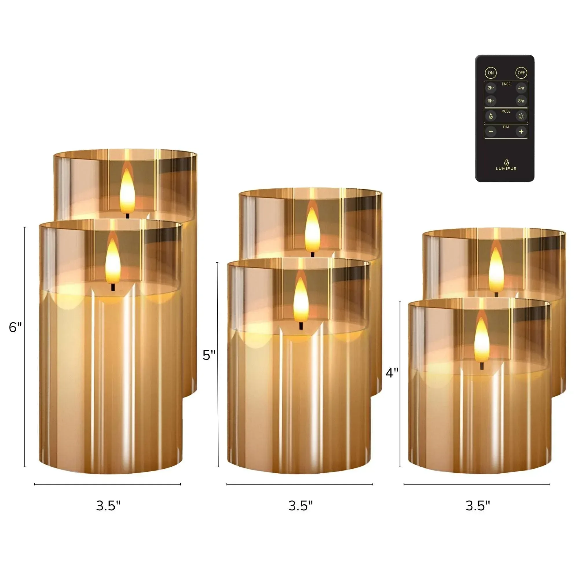 LumiPur 6-piece Flameless LED Candles Design Series Glass with Remote - Image 3