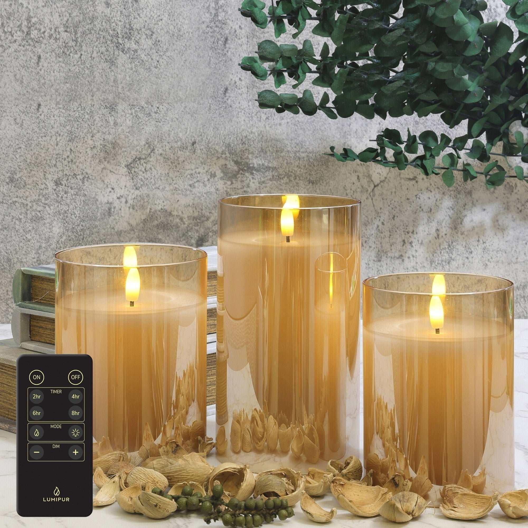 LumiPur 6-piece Flameless LED Candles Design Series Glass with Remote - Image 7