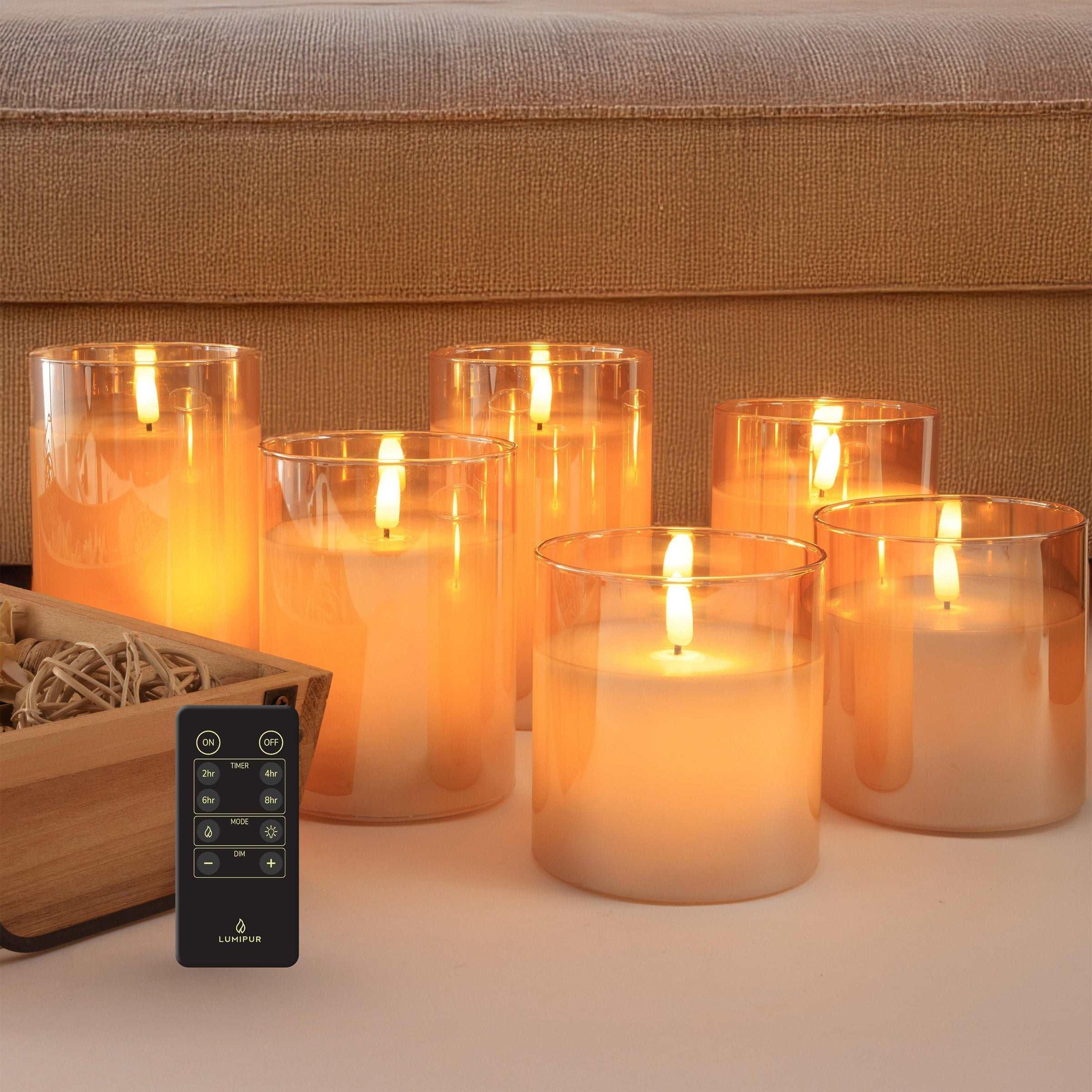 LumiPur 6-piece Flameless LED Candles Design Series Glass with Remote - Image 8