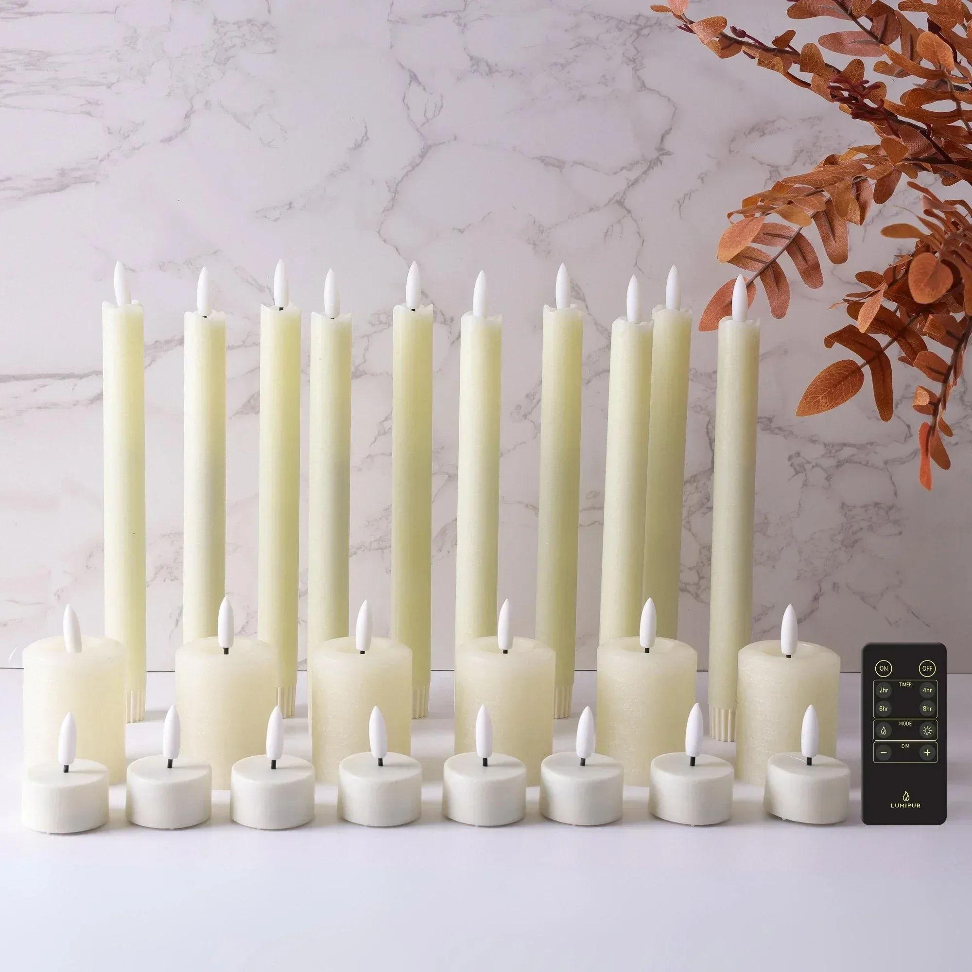 LumiPur Signature 25-Piece Flameless LED Candles Centerpiece Collection with Remote