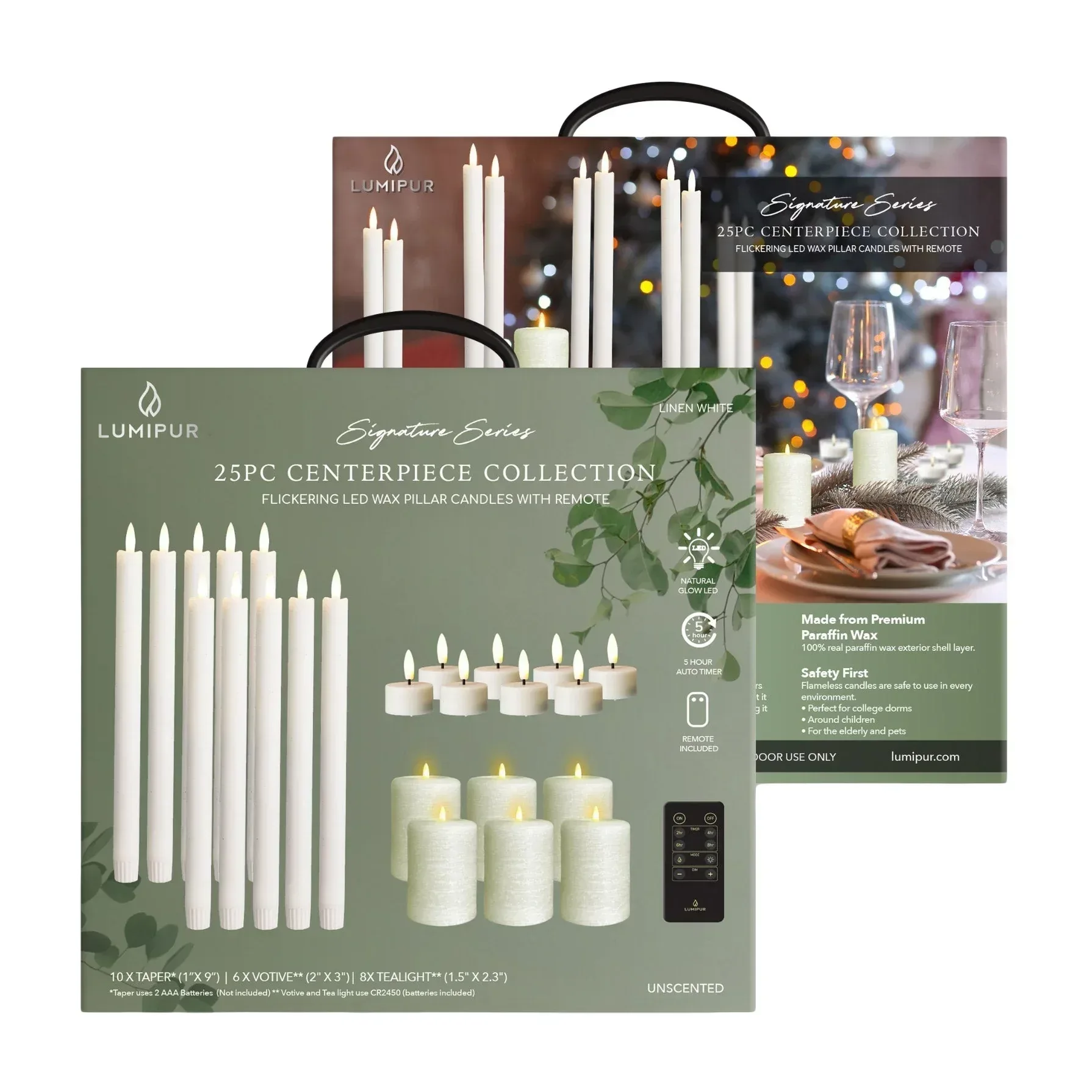 LumiPur Signature 25-Piece Flameless LED Candles Centerpiece Collection with Remote - Image 2