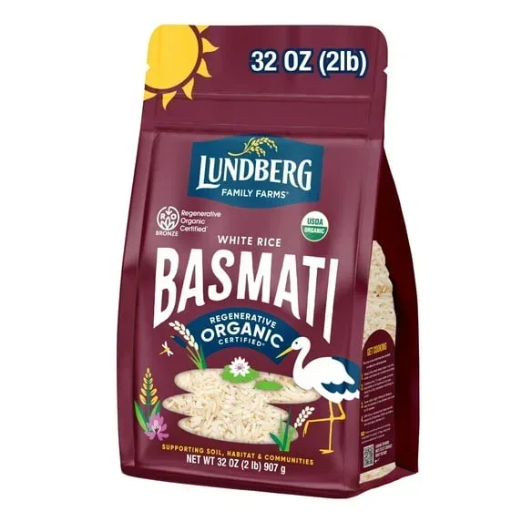 Lundberg Organic Basmati Rice - Regenerative Organic Certified, 2lb Resealable Bag