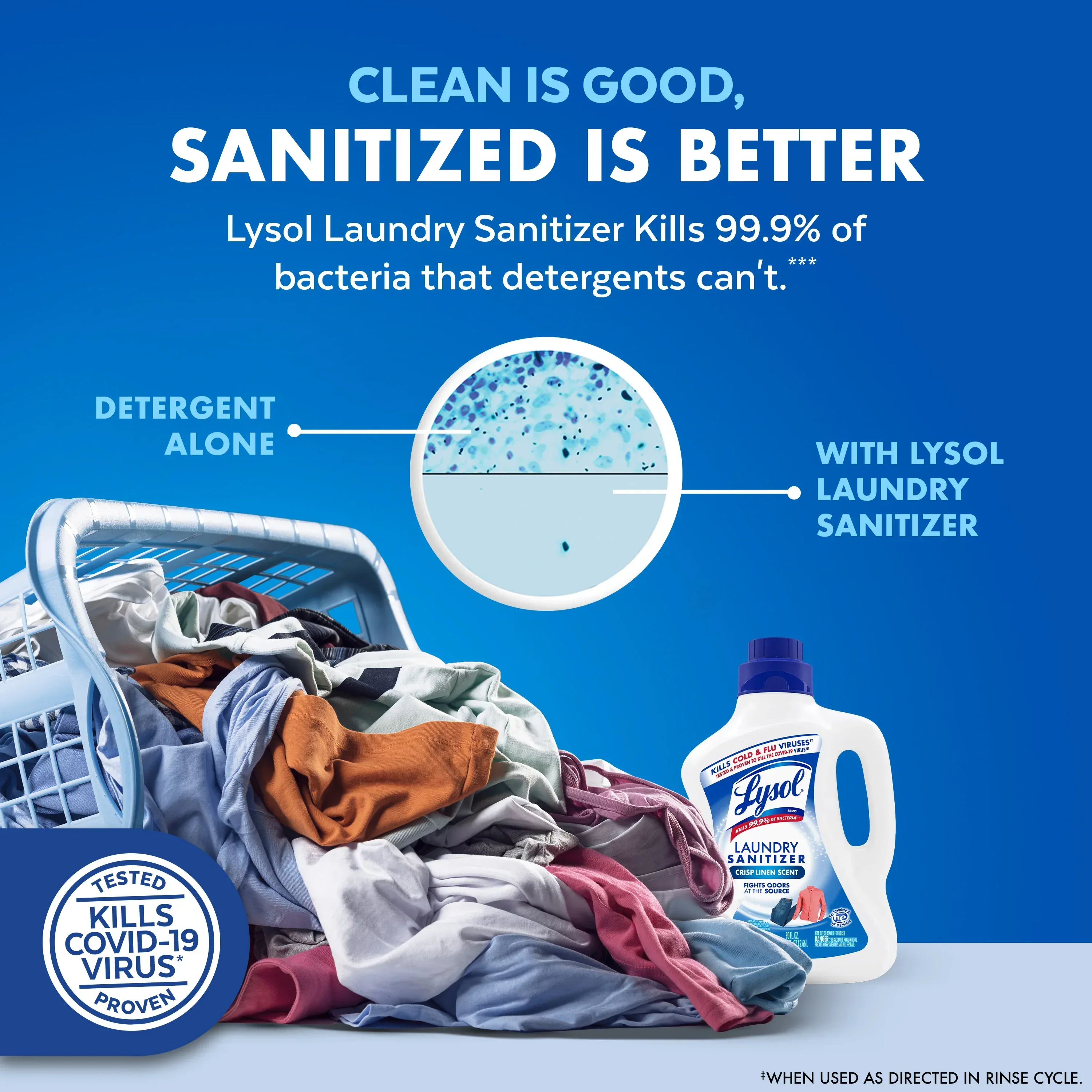 Lysol® Laundry Sanitizer Additive, Laundry Detergent Additive, 0% Bleach, Crisp Linen Scent, 90 oz - Image 3