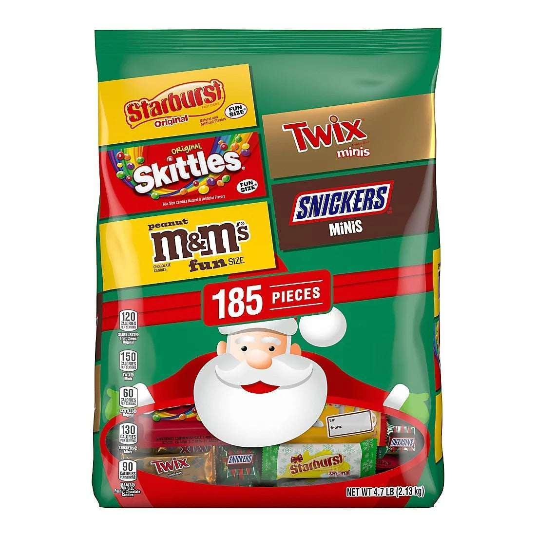 M&amp;M's, Snickers, Twix, Skittles &amp; Starburst Christmas Candy Stocking Stuffers, 185 ct.