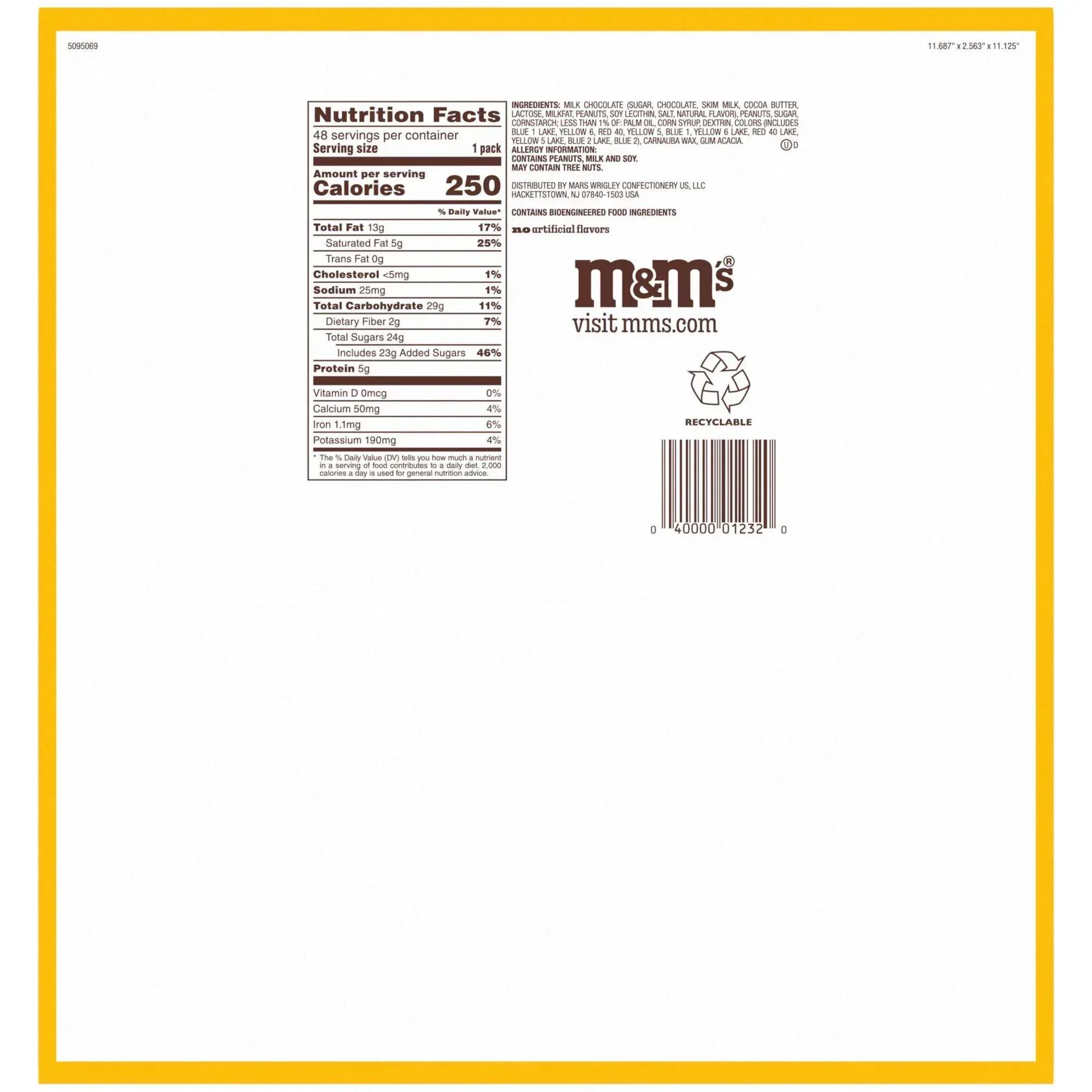 M&M's Chocolate Candy, Peanut, Full Size, 1.74 oz, 48-count - Image 3