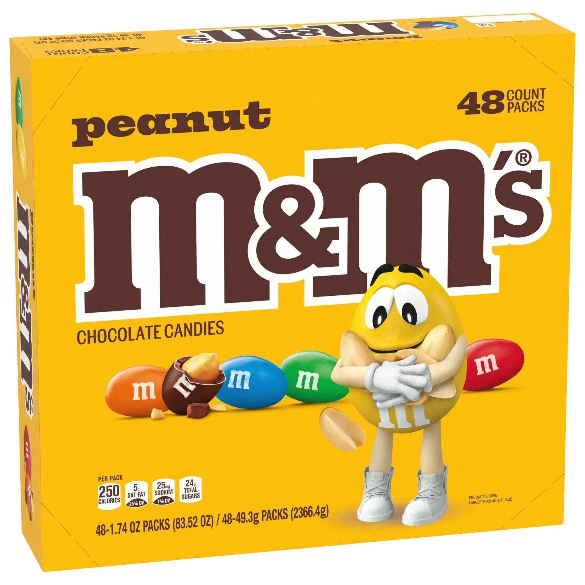 M&M's Chocolate Candy, Peanut, Full Size, 1.74 oz, 48-count - Image 5
