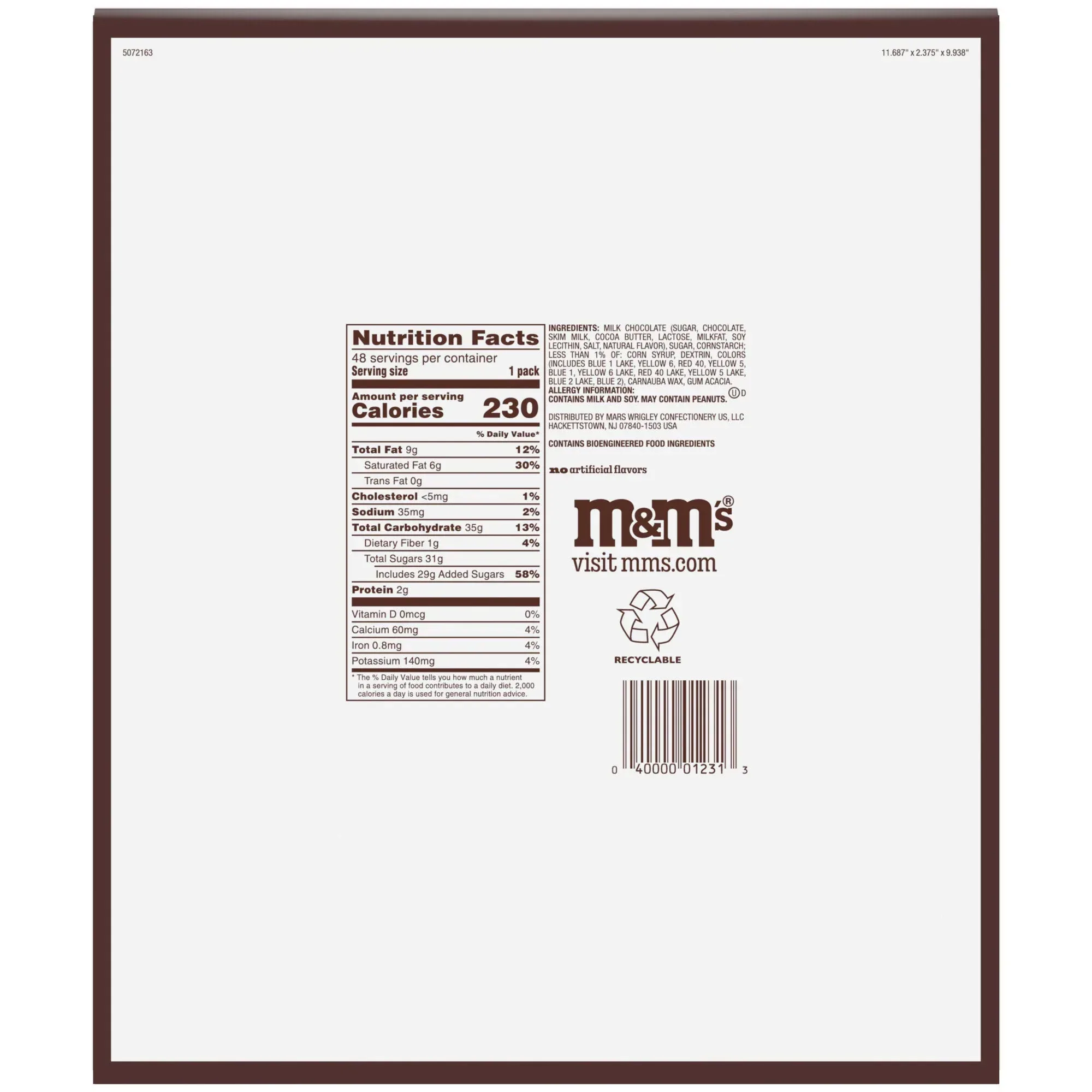 M&M's Milk Chocolate Candy, Full Size, 1.69 oz, 48-count - Image 4
