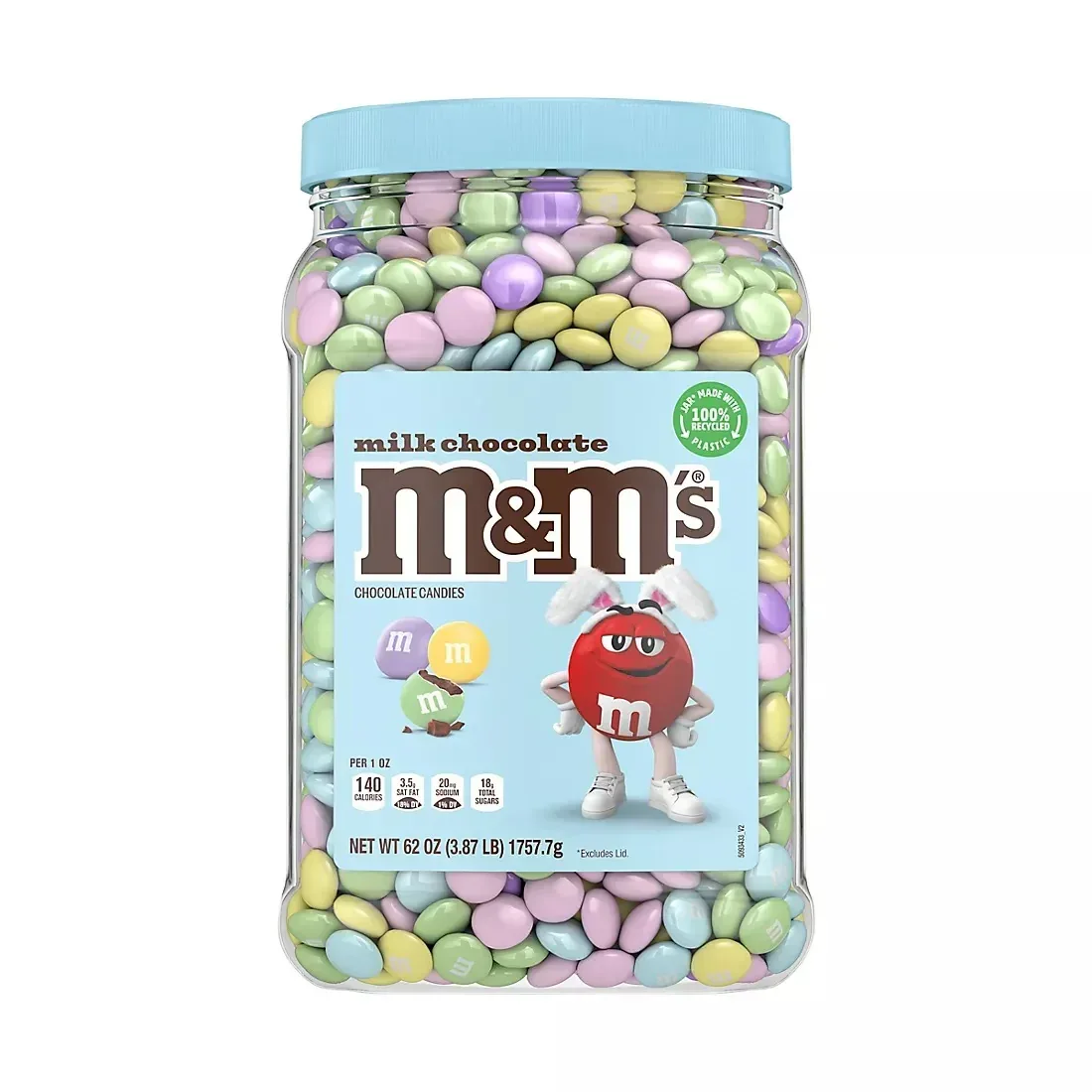 M&M's Milk Chocolate Easter Candy, Canister, 62 oz.