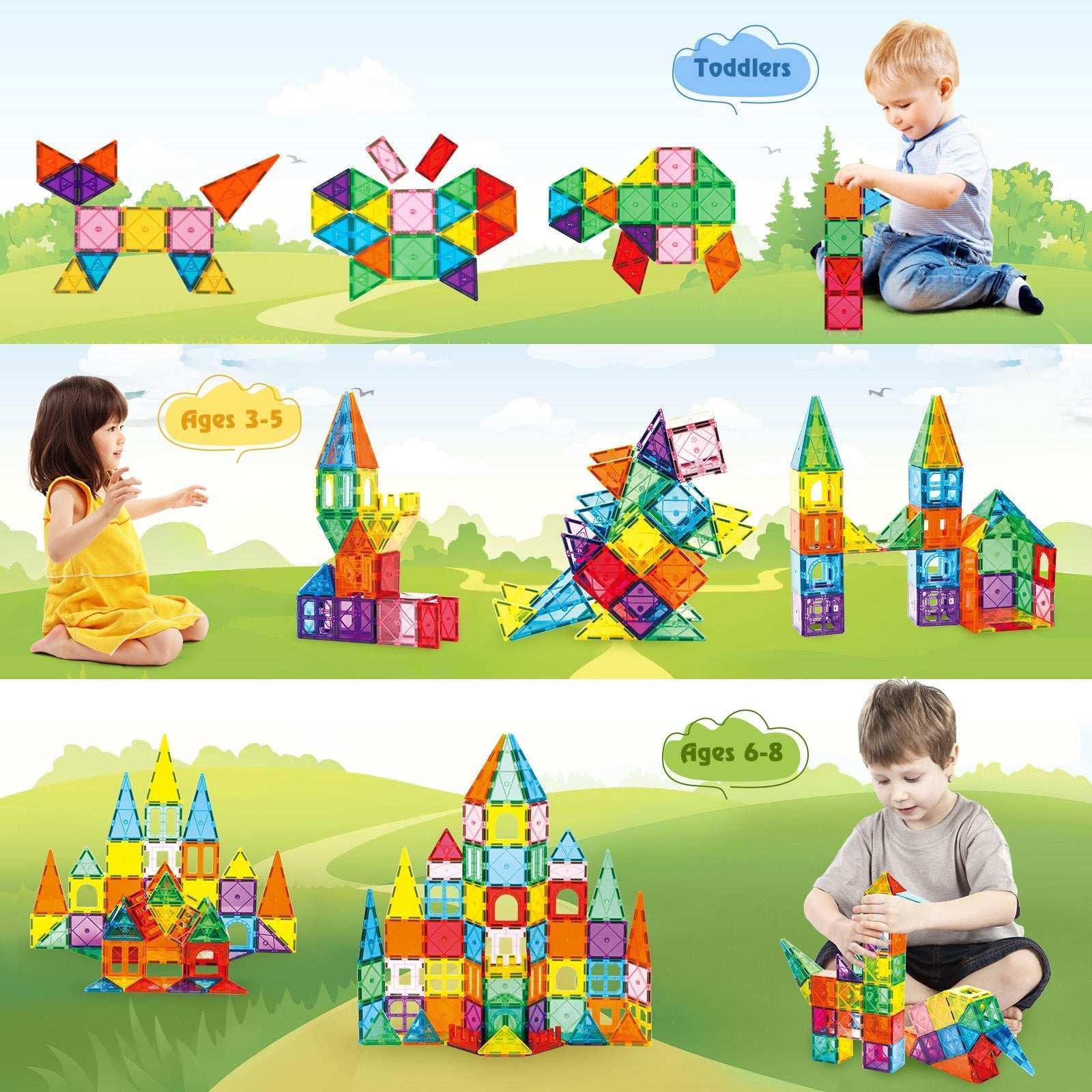 Magnetic Tiles for Kids,Educational Magnetic Building Blocks for Boys Girls, STEM Preschool Kidergarten Learning Toys - Image 3