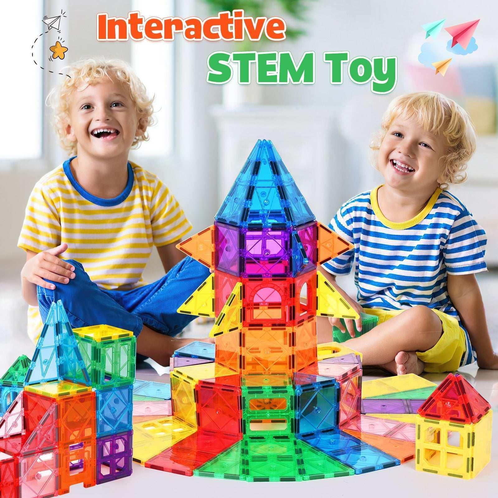 Magnetic Tiles for Kids,Educational Magnetic Building Blocks for Boys Girls, STEM Preschool Kidergarten Learning Toys - Image 4