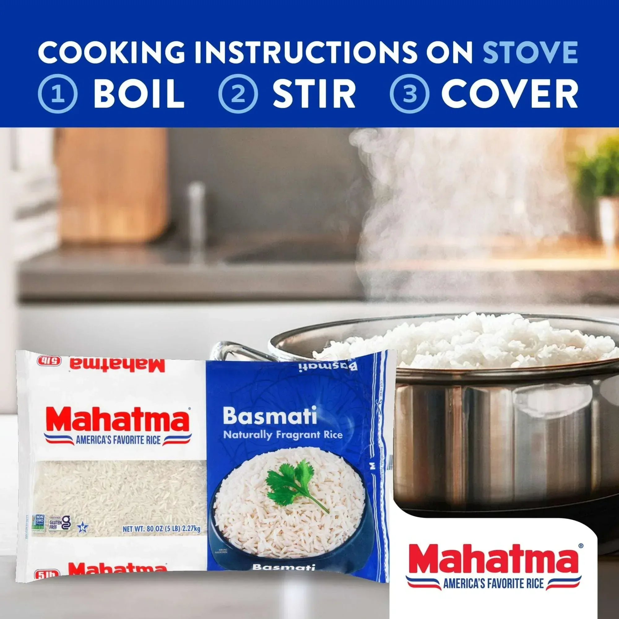 Mahatma Basmati Fragrant Rice, 5 Pound Bag - Image 3