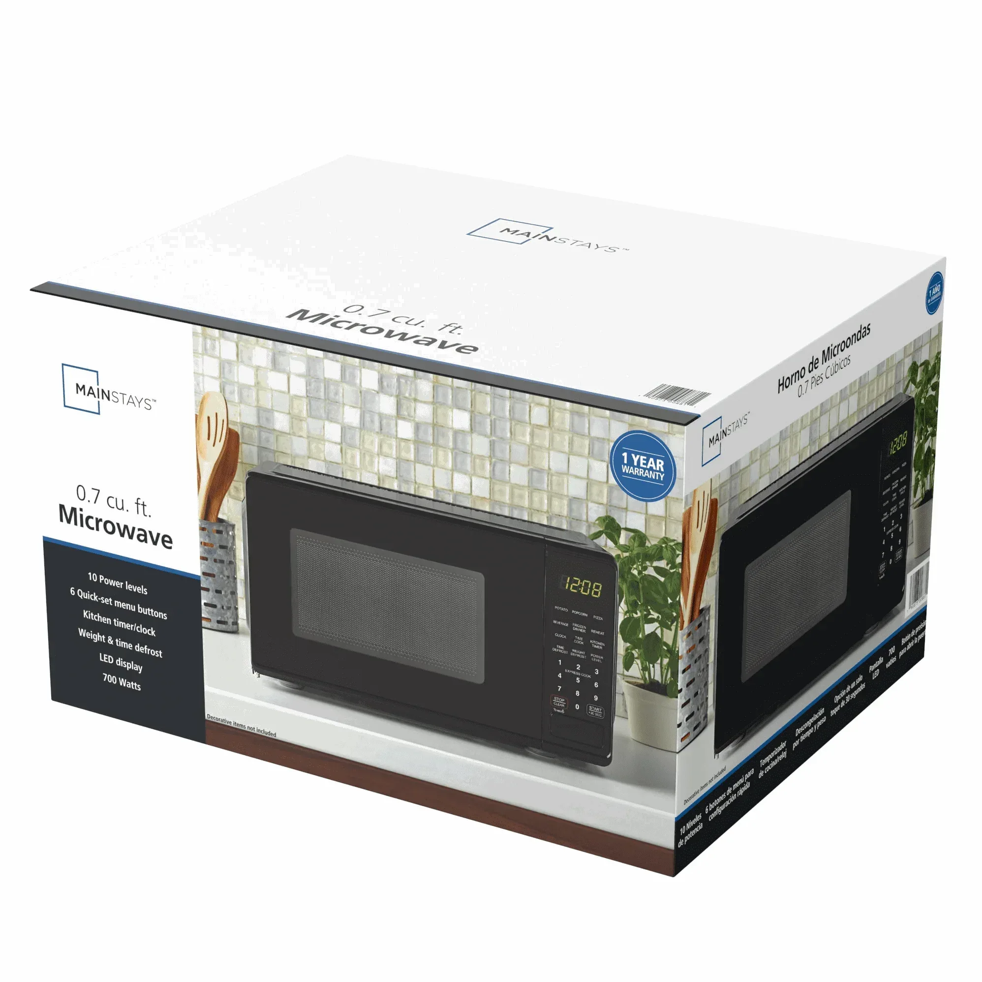 Mainstays 0.7 Cu ft Countertop Microwave Oven, 700 Watts, Black - Image 9