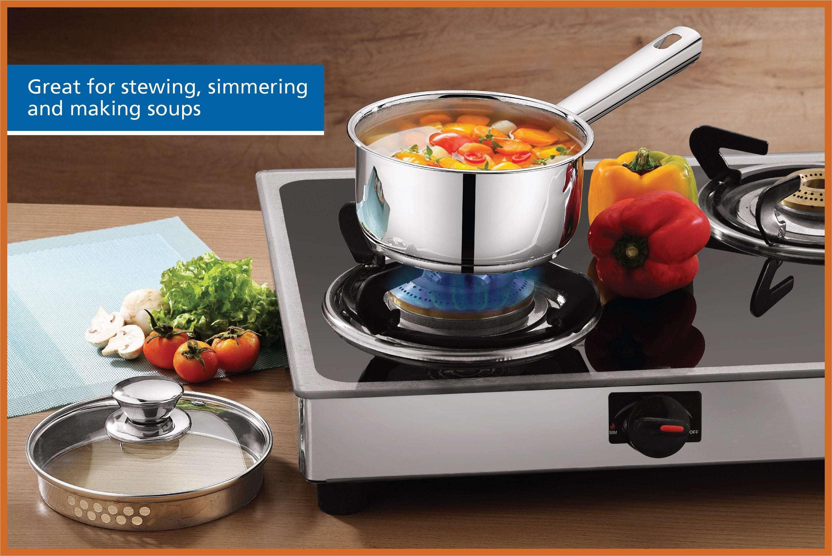 Mainstays 1 qt Oven Safe Stainless Steel Saucepan with Straining Lid - Image 11