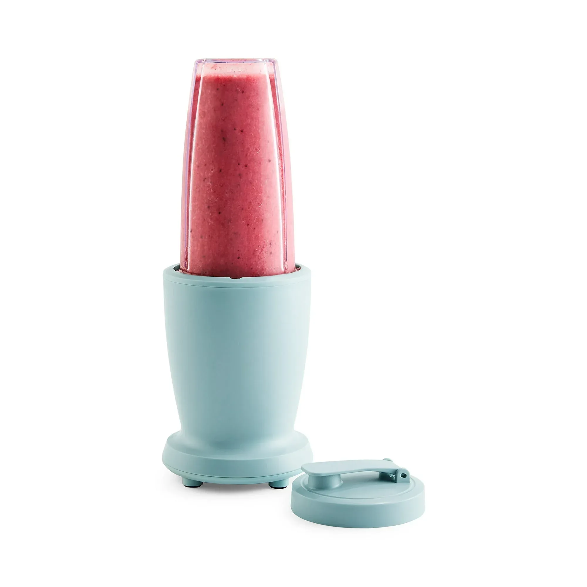 Mainstays 10-Piece Blender Set, Blue Cameo, 300W, with 3 Jars (10oz, 16oz, 18oz), 2 Drinking Lids, Stainless Steel Blade - Image 4