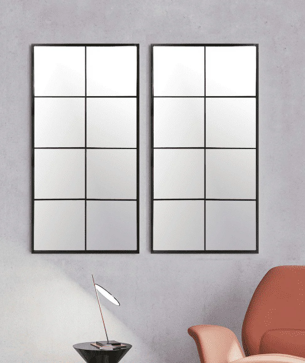 Mainstays 16x32 2 Pack Black Framed Large Wall Mirror Set for Living Room