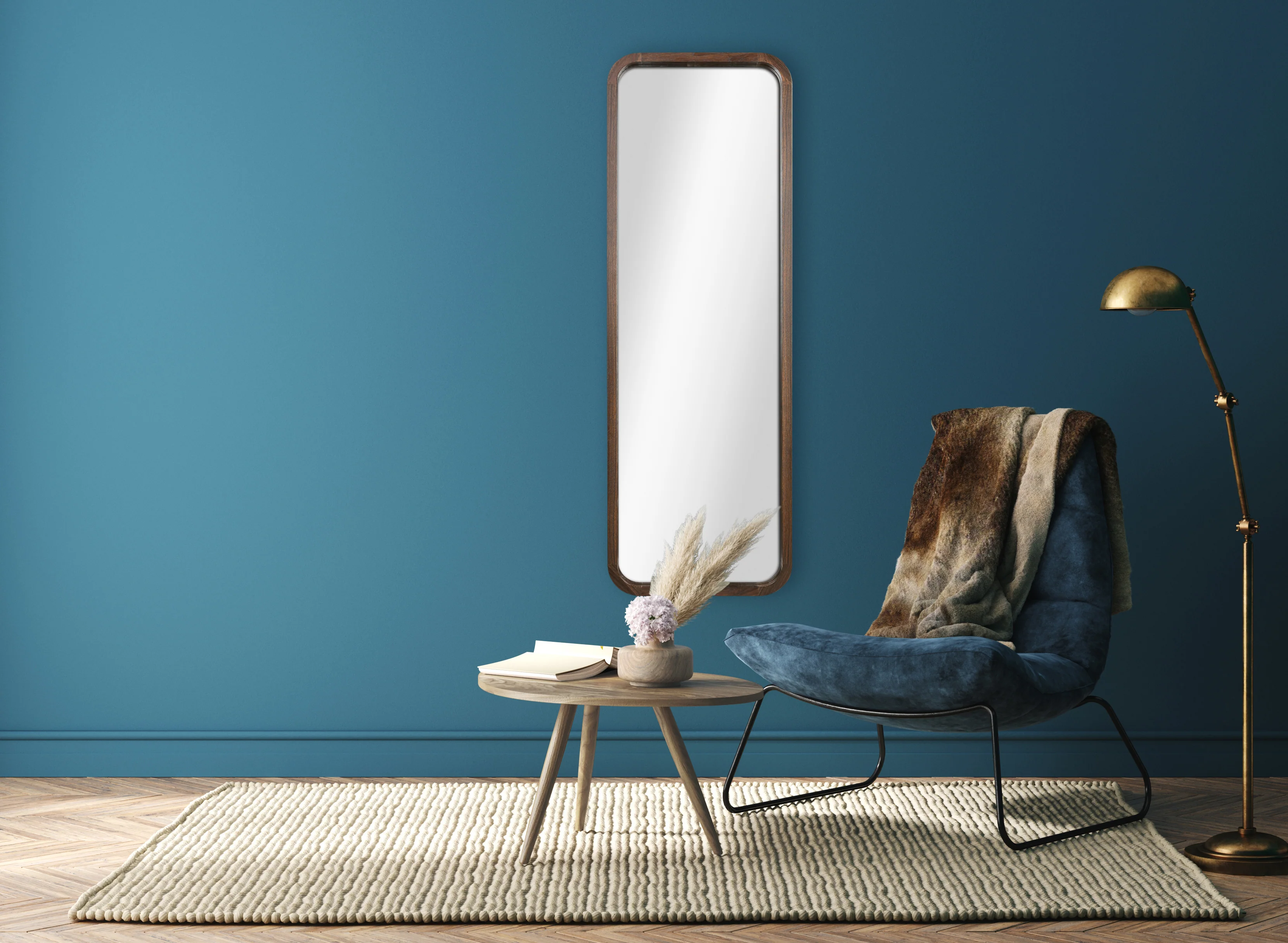 Mainstays 17x53 Walnut Framed Large Wall Mirror for Bathroom or Living Room - Image 4