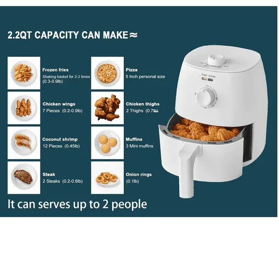 Mainstays 2.2 QT Air Fryer, Arctic White - Automatic Shutoff - Image 5