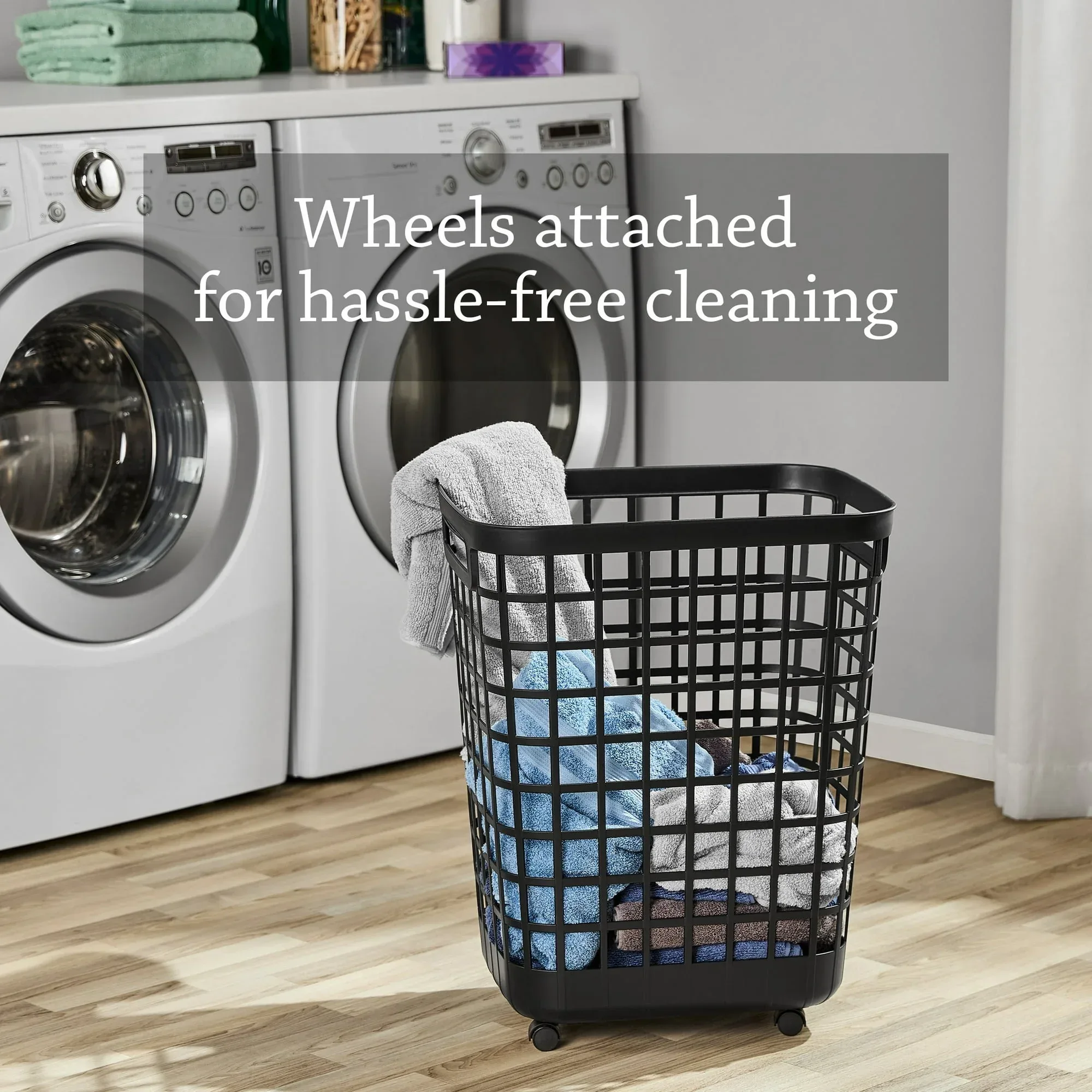 Mainstays 2.6 Bushel Rolling Laundry Hamper, Adult - Image 3