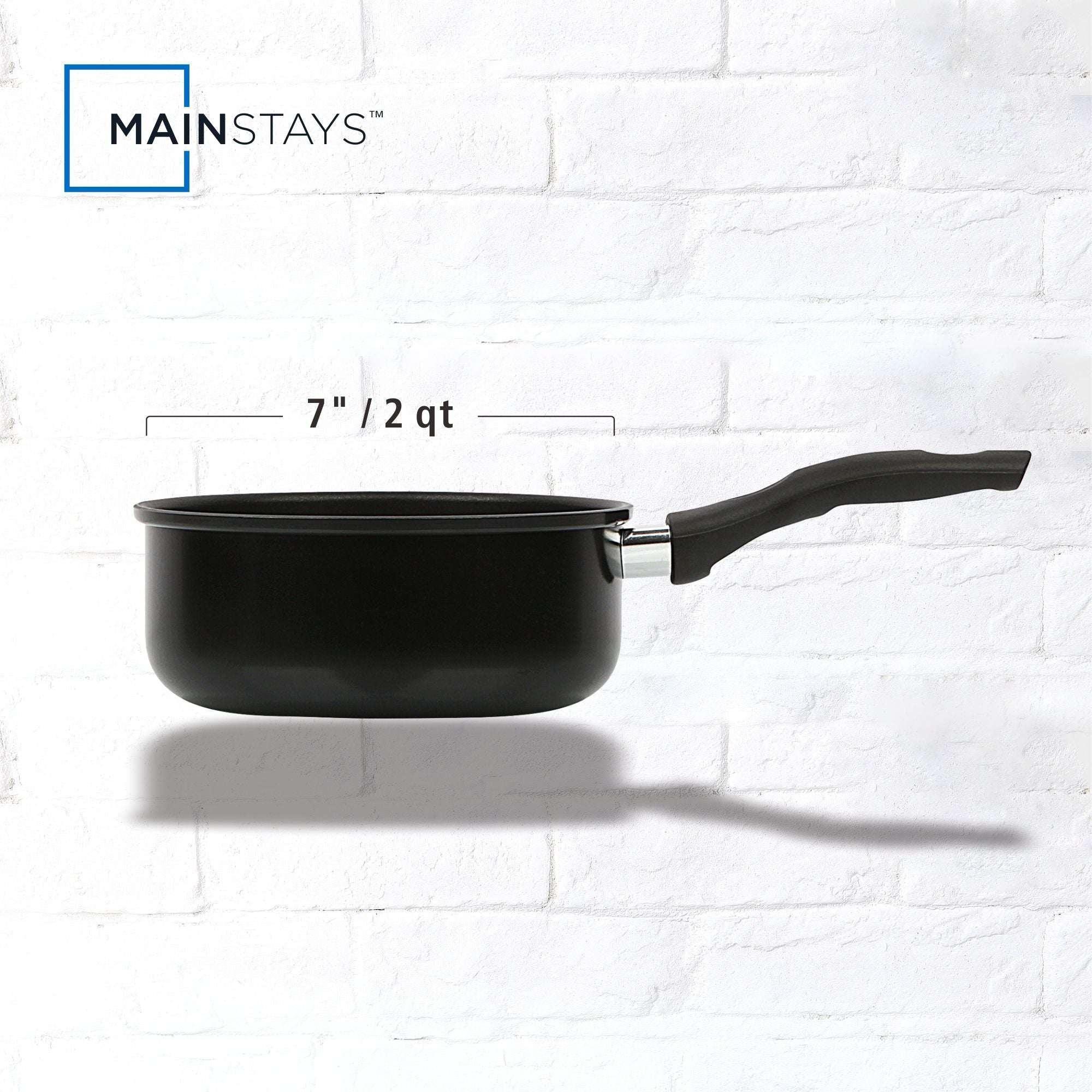 Mainstays 2 qt Non-Stick Aluminum Saucepan, Black - Image 2