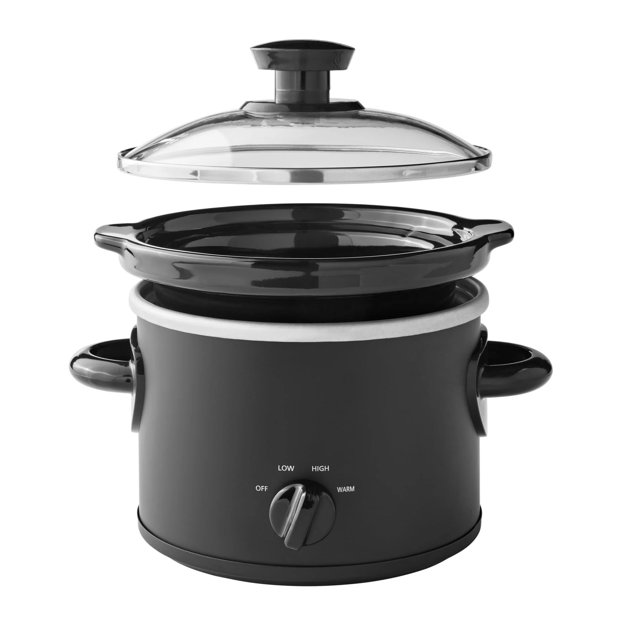 Mainstays 2 Quart Manual Slow Cooker, Durable Matte Black Finish - Image 3