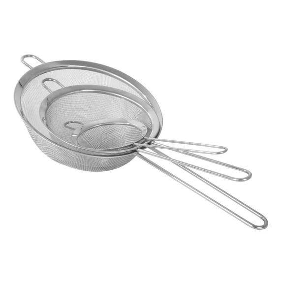 Mainstays 3 Pack Premium Stainless Steel Fine Mesh Strainers, 4", 6", and 8", Silver - Image 2