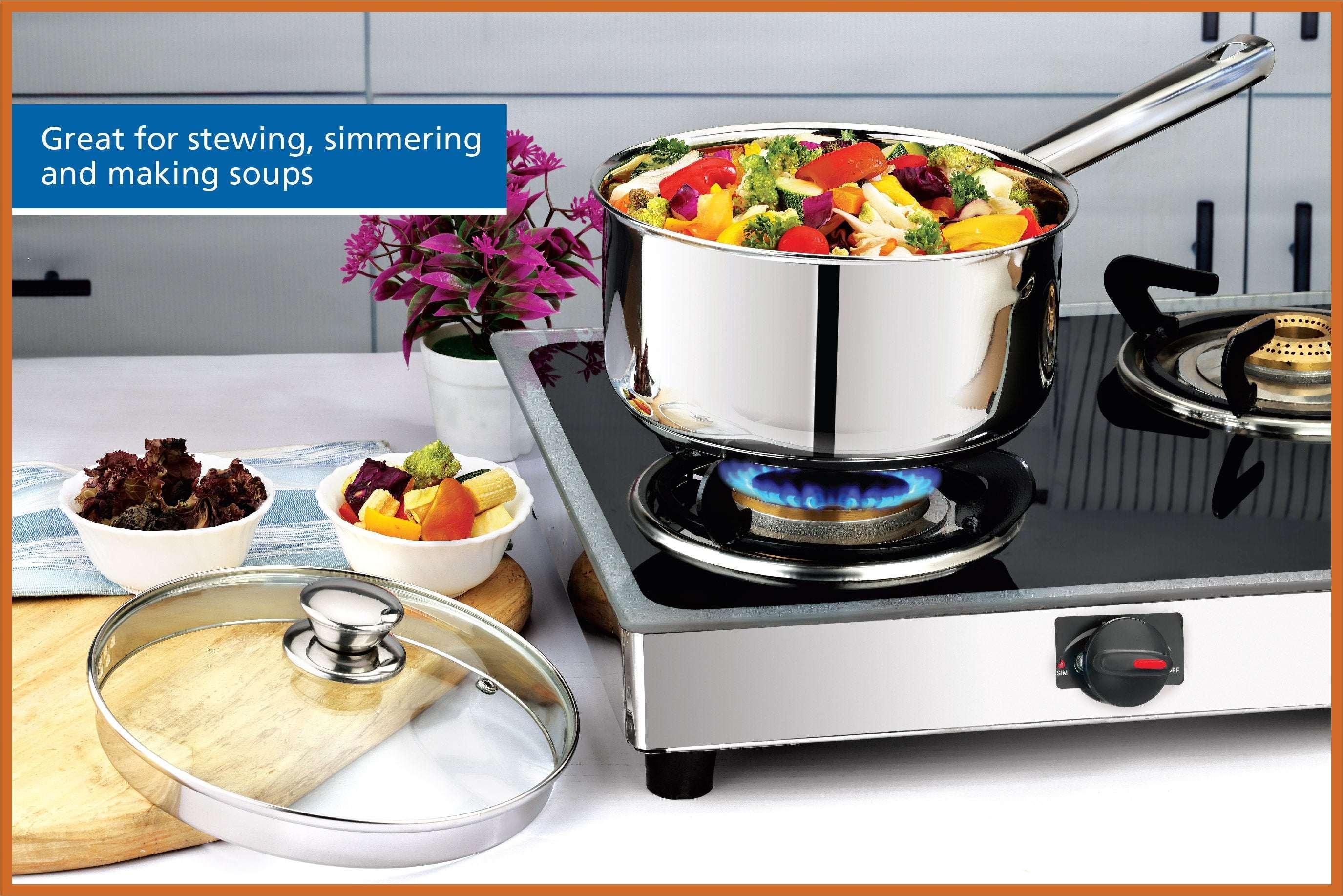 Mainstays 3 qt Induction Compatible Stainless Steel Saucepan with Lid - Image 11