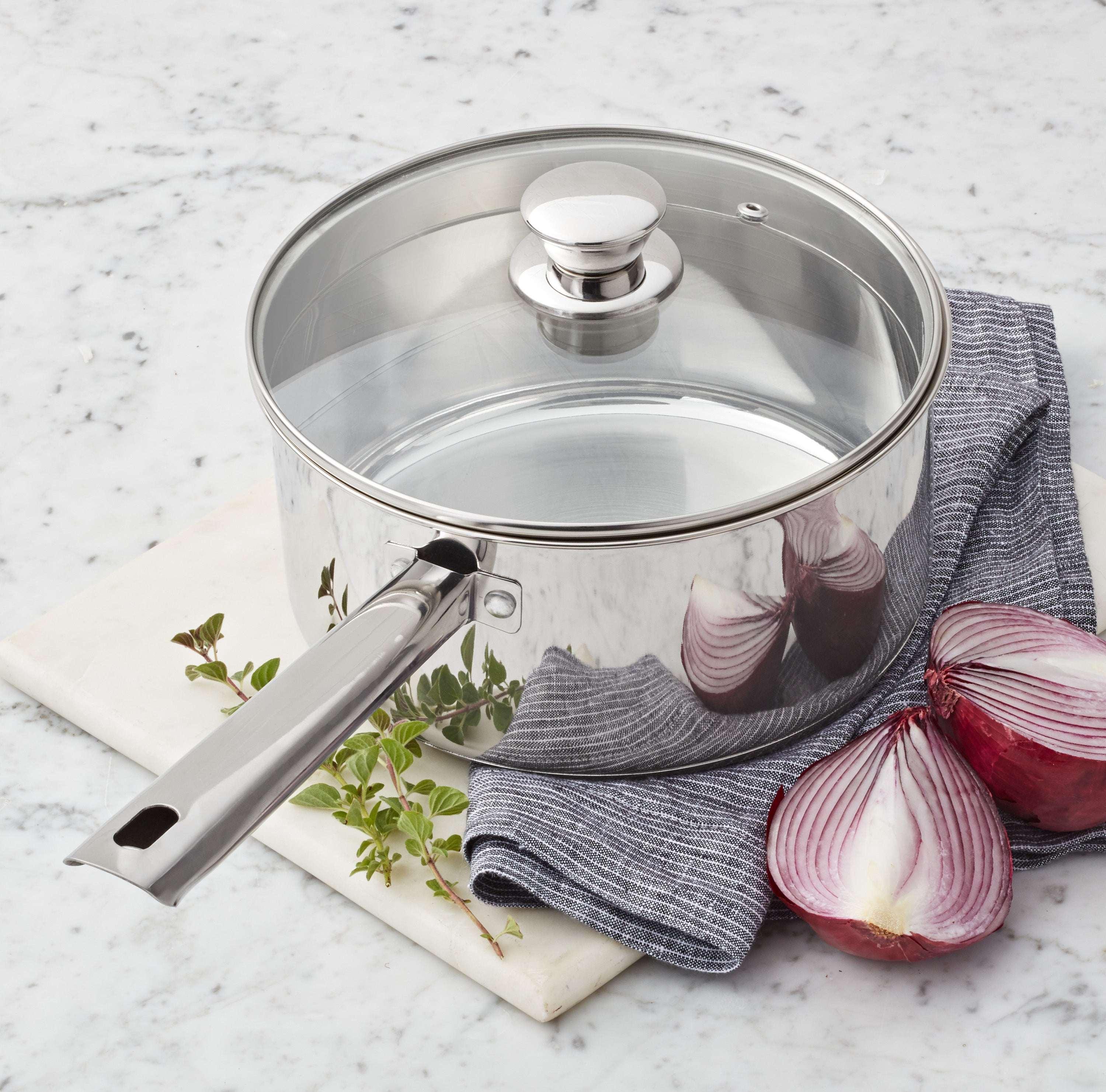 Mainstays 3 qt Induction Compatible Stainless Steel Saucepan with Lid - Image 2