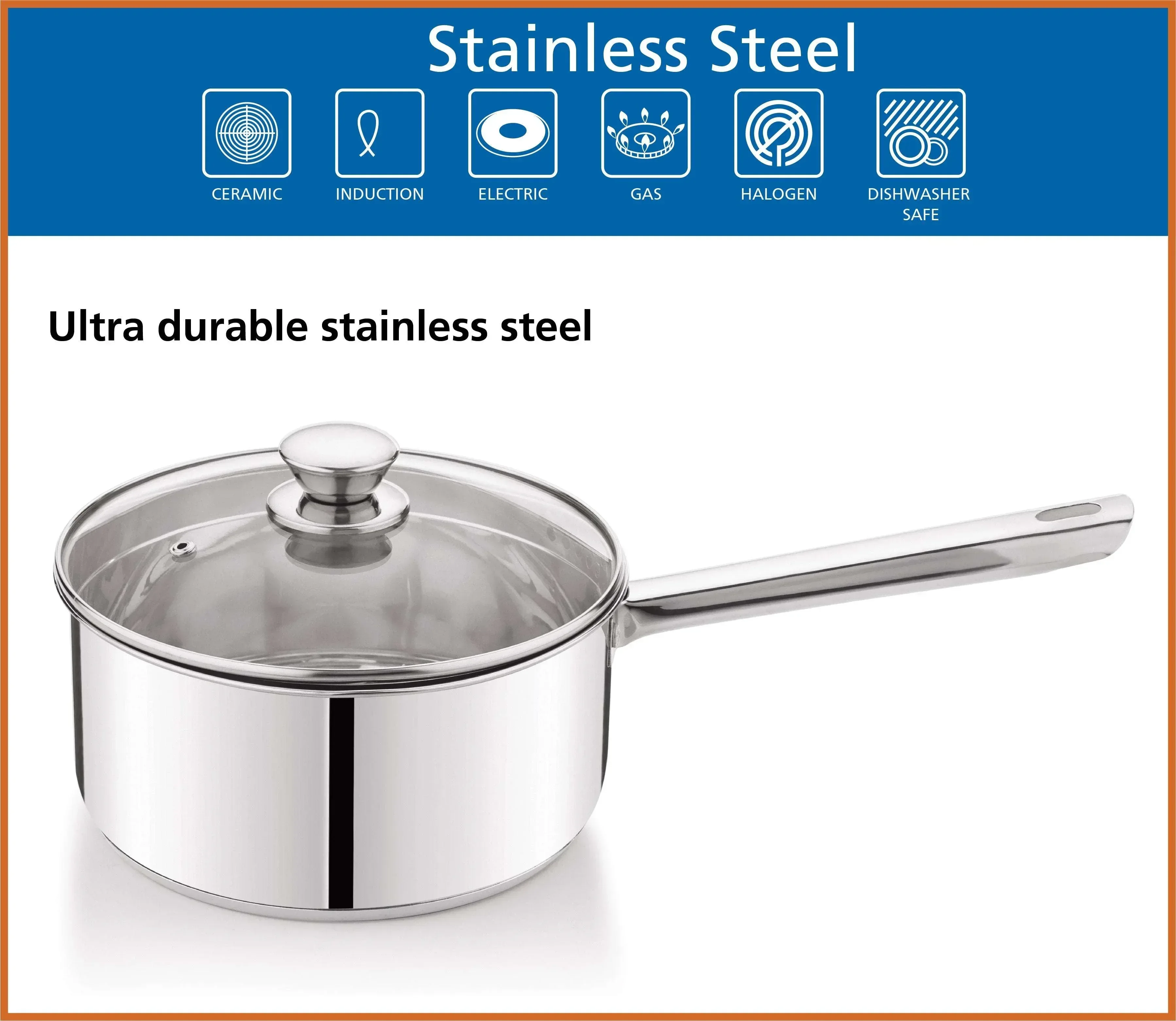 Mainstays 3 qt Induction Compatible Stainless Steel Saucepan with Lid - Image 6
