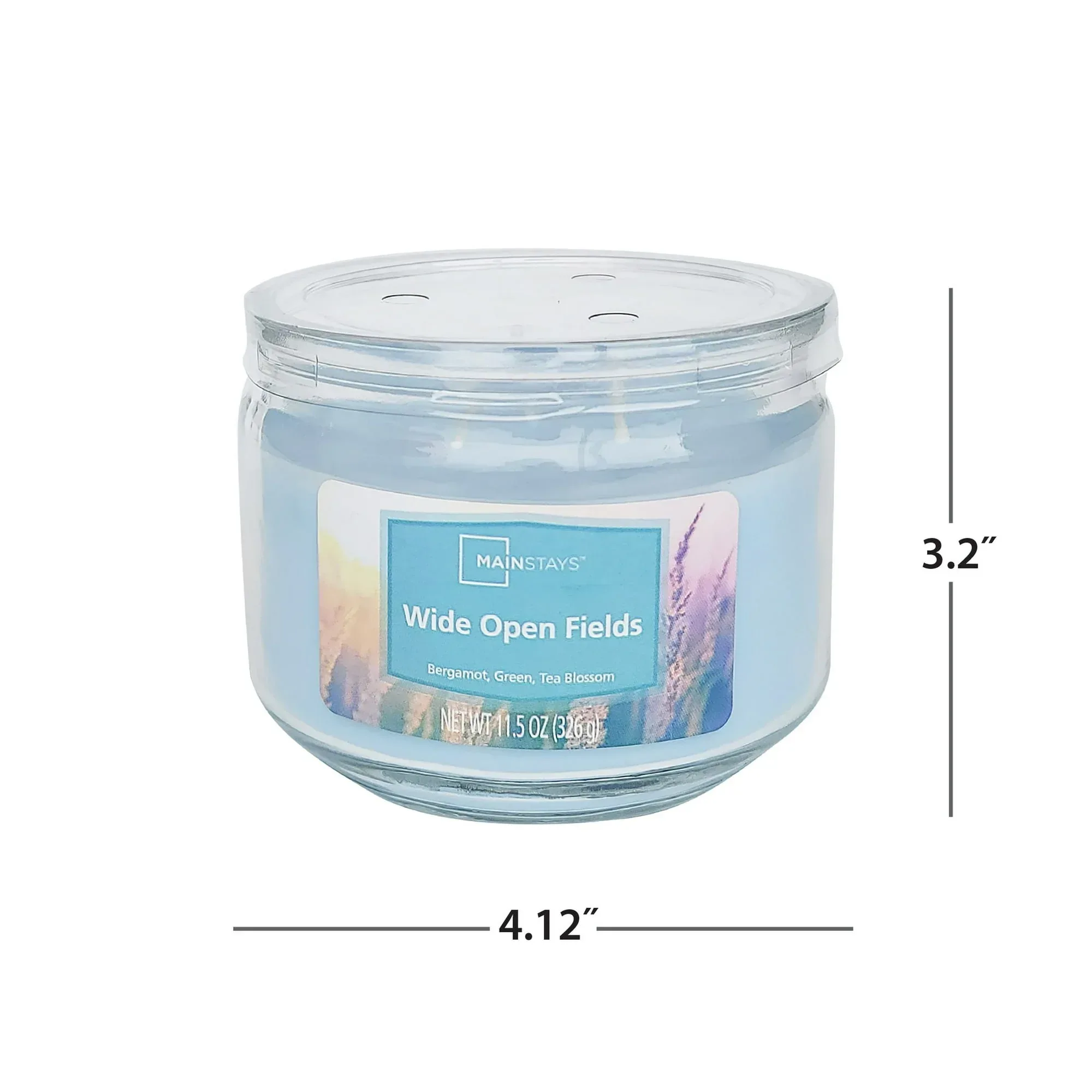 Mainstays 3-Wick Glass Jar Candle, Wide Open Fields, Corydalis Blue, 11.5 oz - Image 7