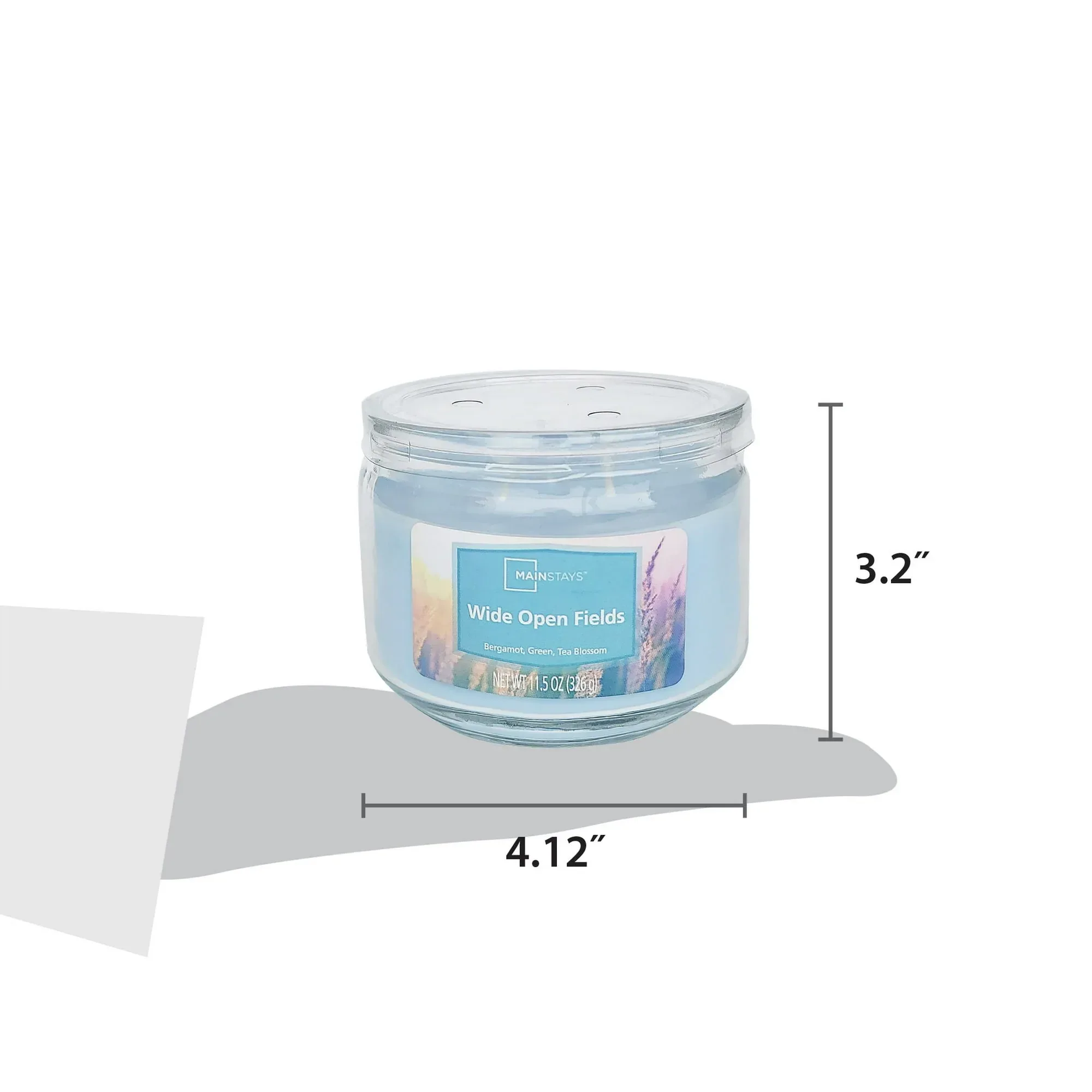 Mainstays 3-Wick Glass Jar Candle, Wide Open Fields, Corydalis Blue, 11.5 oz - Image 8