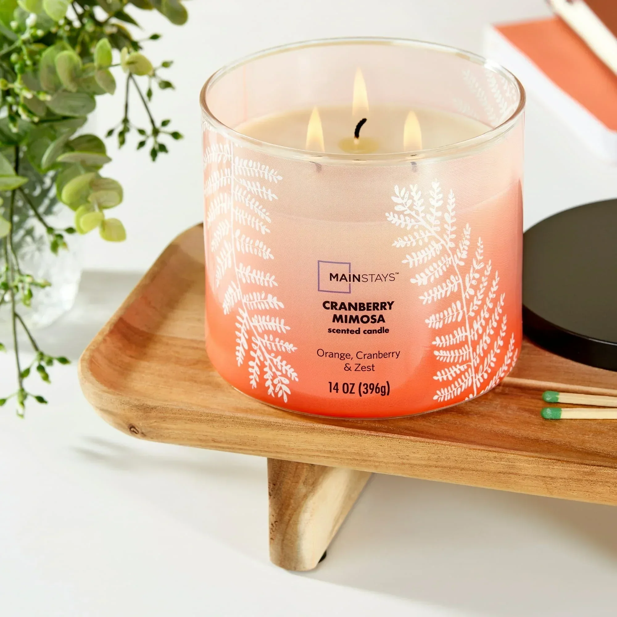 Mainstays 3-Wick Ombre Wrap Cranberry Mimosa Candle, 14-Ounce - Image 2