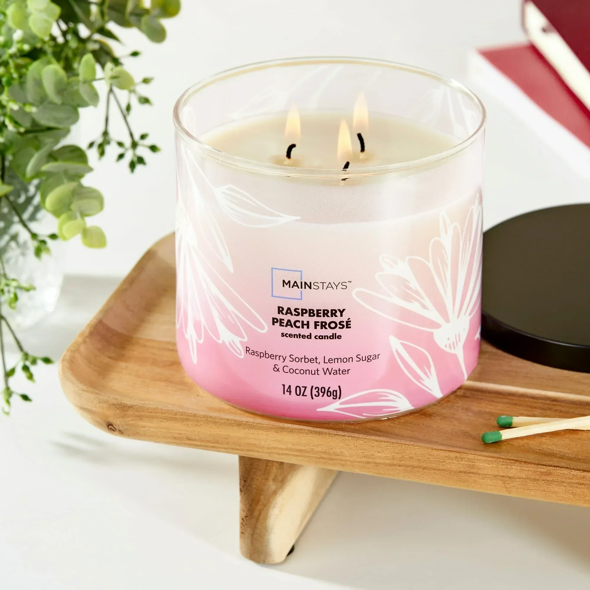 Mainstays 3-Wick Ombre Wrap Raspberry Peach Candle, 14-Ounce - Image 2