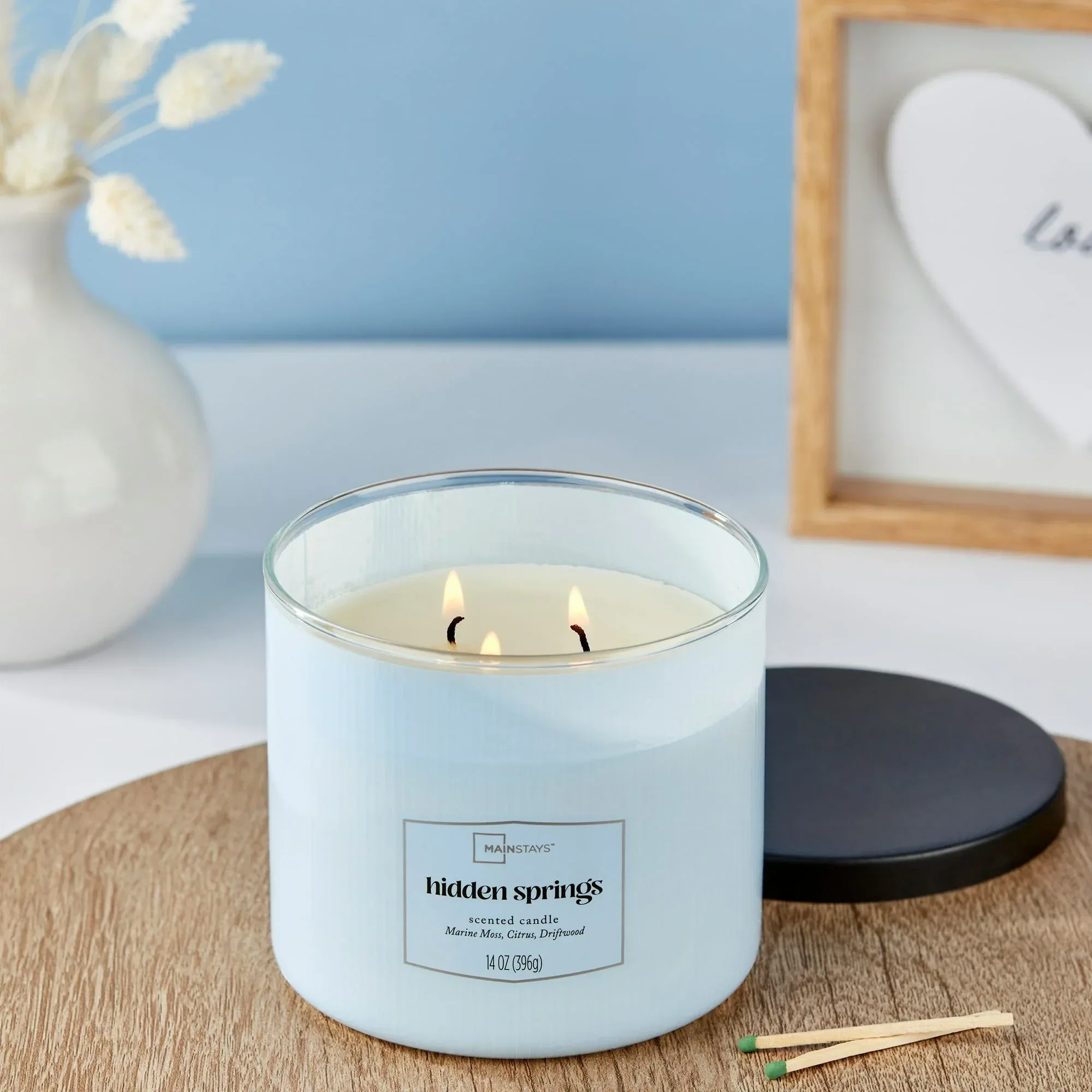 Mainstays 3 Wick Textured Wrapped Hidden Springs Candle, 14 Ounce - Image 2
