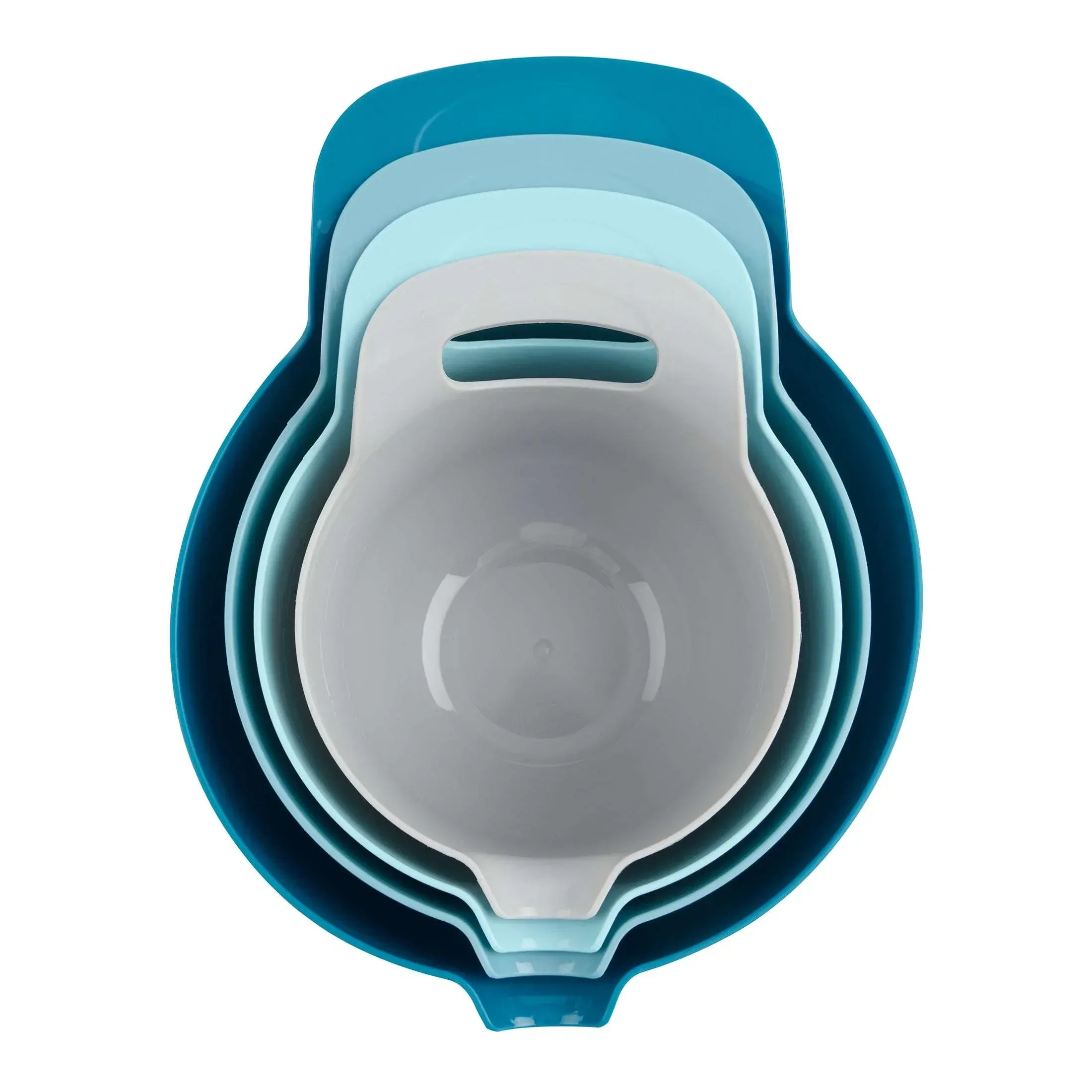 Mainstays 4 Piece Nesting Plastic Mixing Bowl Set with Pour Spouts and Handles, Blue - Image 8