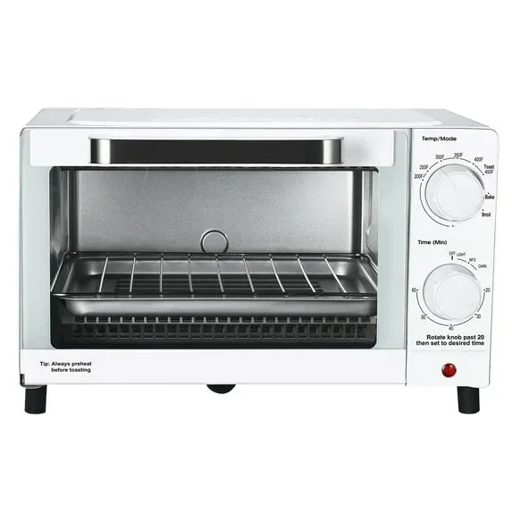 Mainstays 4-Slice Countertop Toaster Oven with 3 Settings, Includes Baking Rack and Pan, Black, New - Image 10