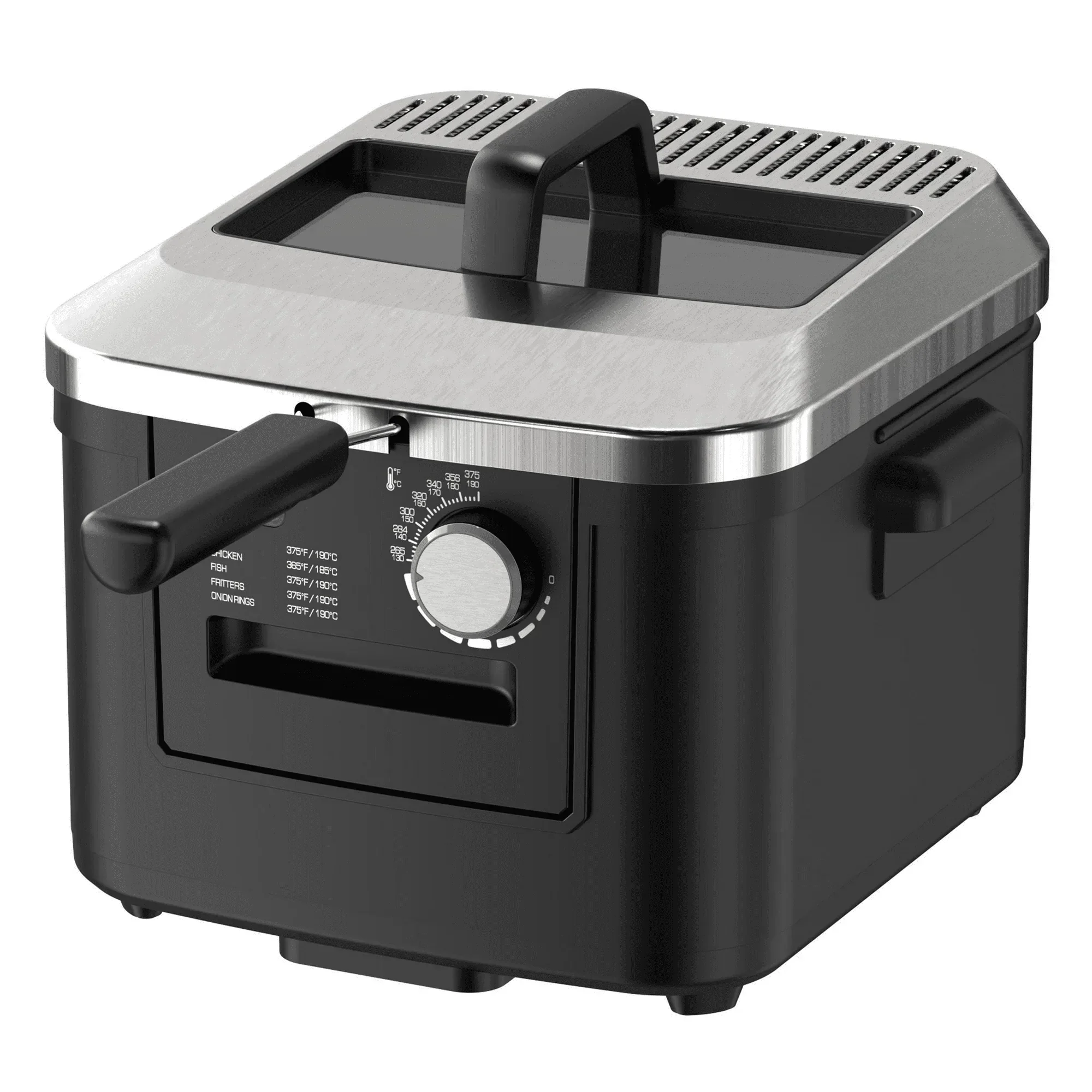 Mainstays 4L Electric Deep Fryer, Matte Black, Stainless Lid, 1800W
