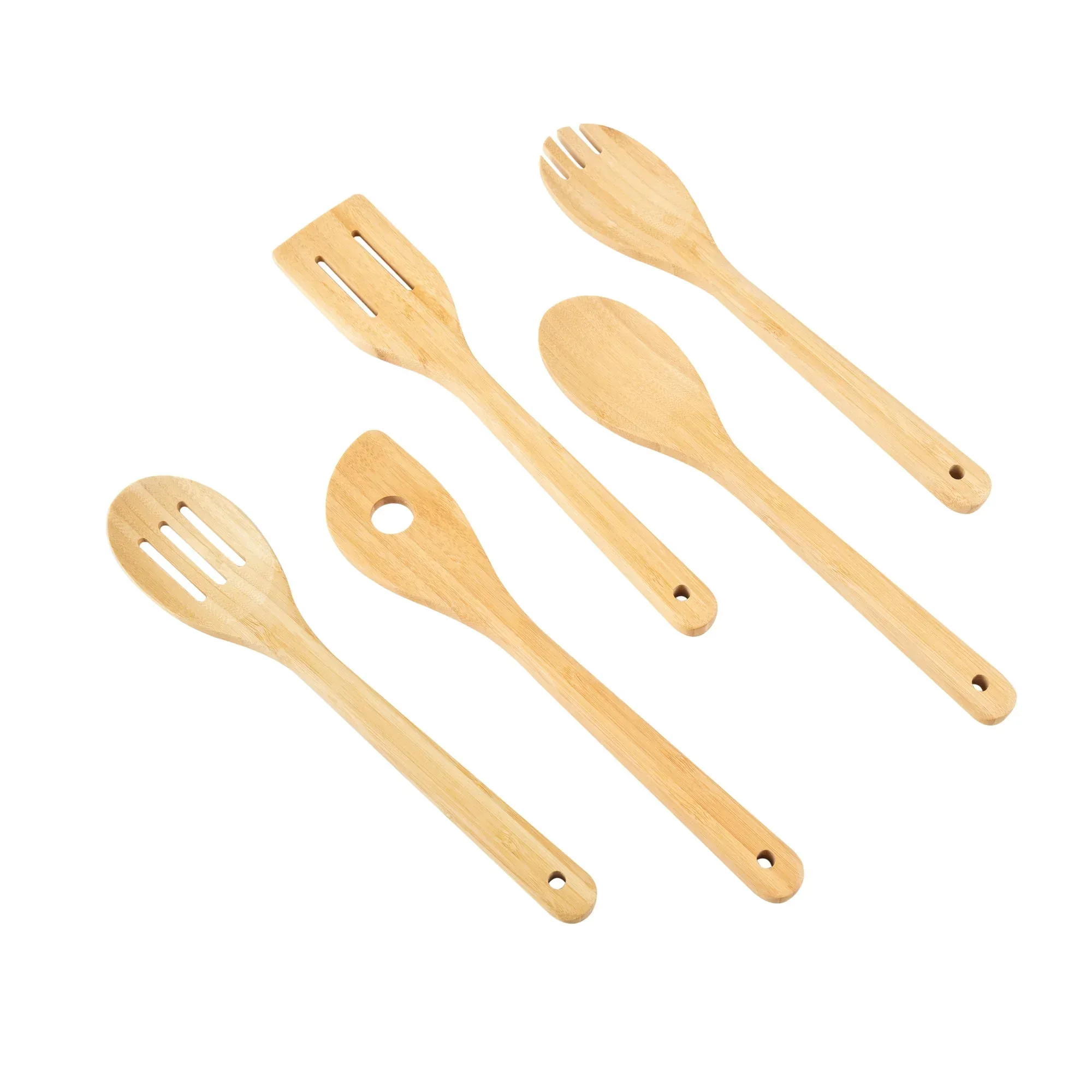 Mainstays 5pk Bamboo Spoons for Cooking, Kitchen Essential Tools Set - Image 2