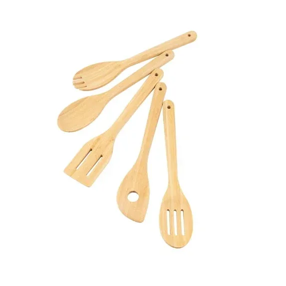 Mainstays 5pk Bamboo Spoons for Cooking, Kitchen Essential Tools Set - Image 3