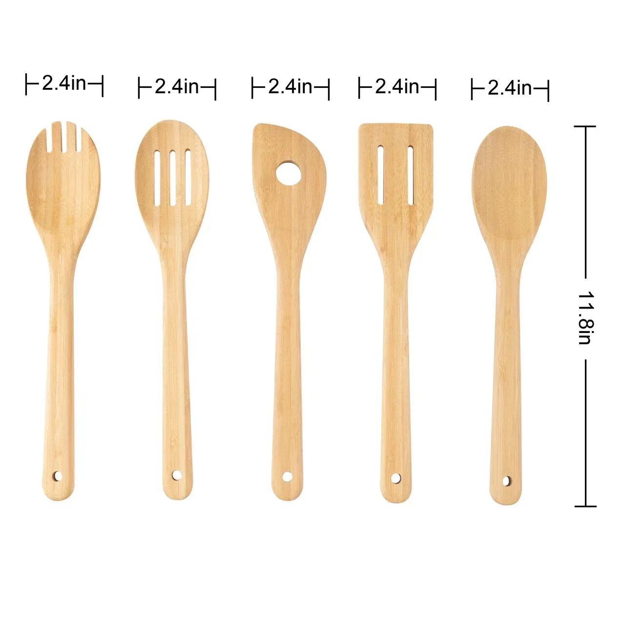 Mainstays 5pk Bamboo Spoons for Cooking, Kitchen Essential Tools Set - Image 5