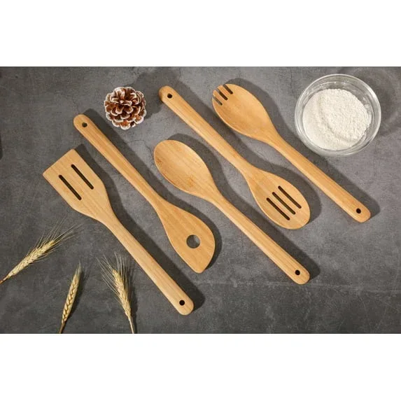 Mainstays 5pk Bamboo Spoons for Cooking, Kitchen Essential Tools Set - Image 6