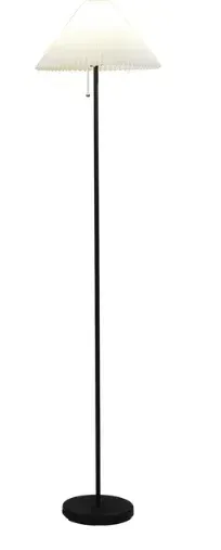 Mainstays 64" Contemporary Matte Black Metal Floor Lamp, with Pleated White Lampshade - Image 2