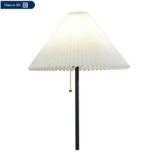 Mainstays 64" Contemporary Matte Black Metal Floor Lamp, with Pleated White Lampshade - Image 3