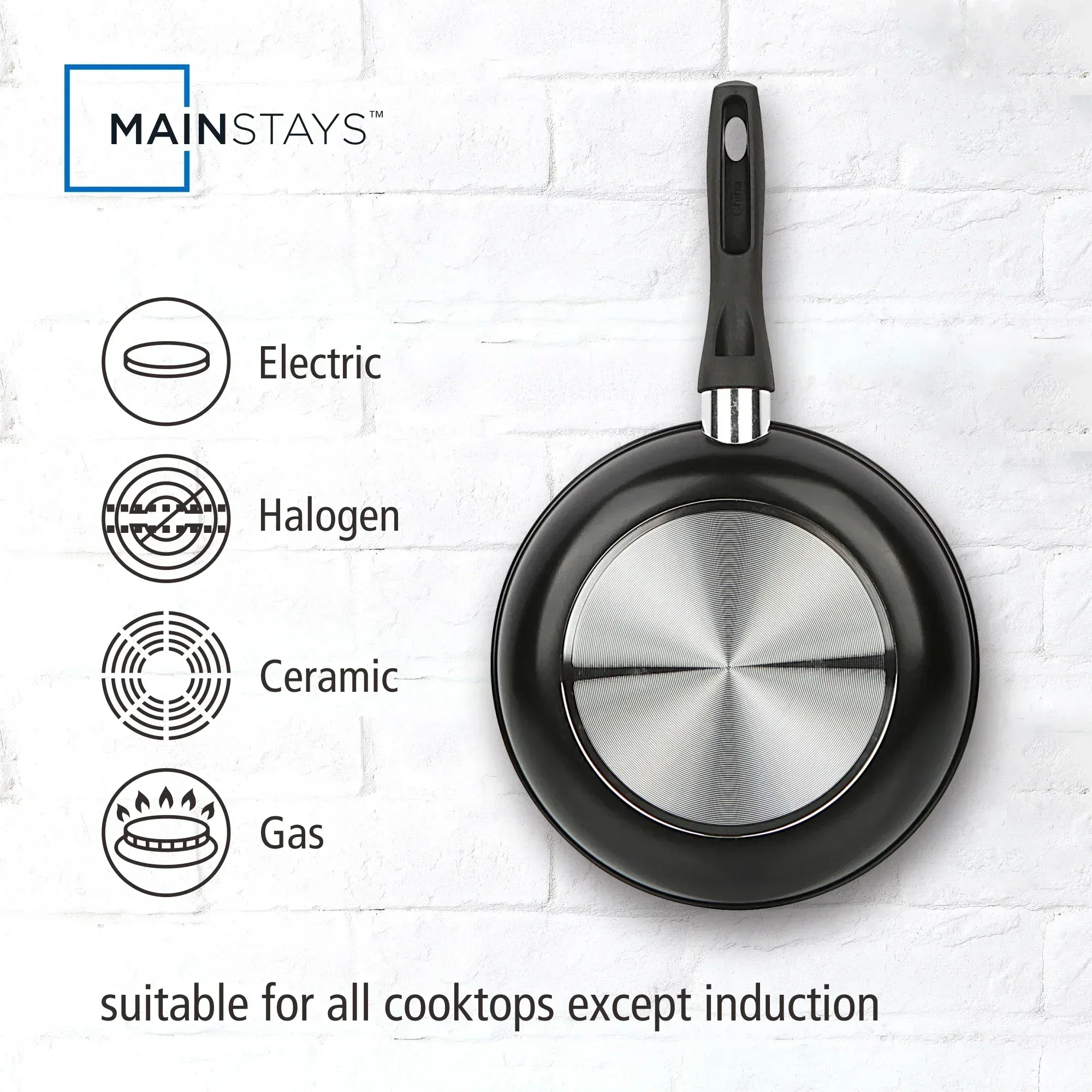 Mainstays 9.5" Non-Stick Aluminum Alloy Skillet Black Dishwasher Safe - Image 4