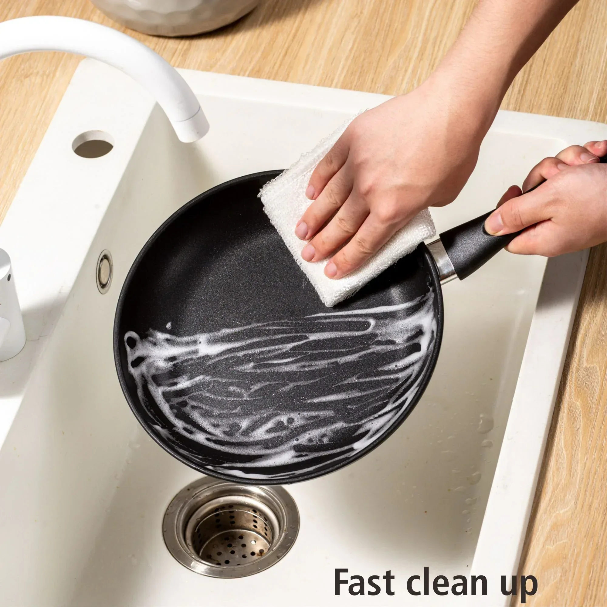 Mainstays 9.5" Non-Stick Aluminum Alloy Skillet Black Dishwasher Safe - Image 5