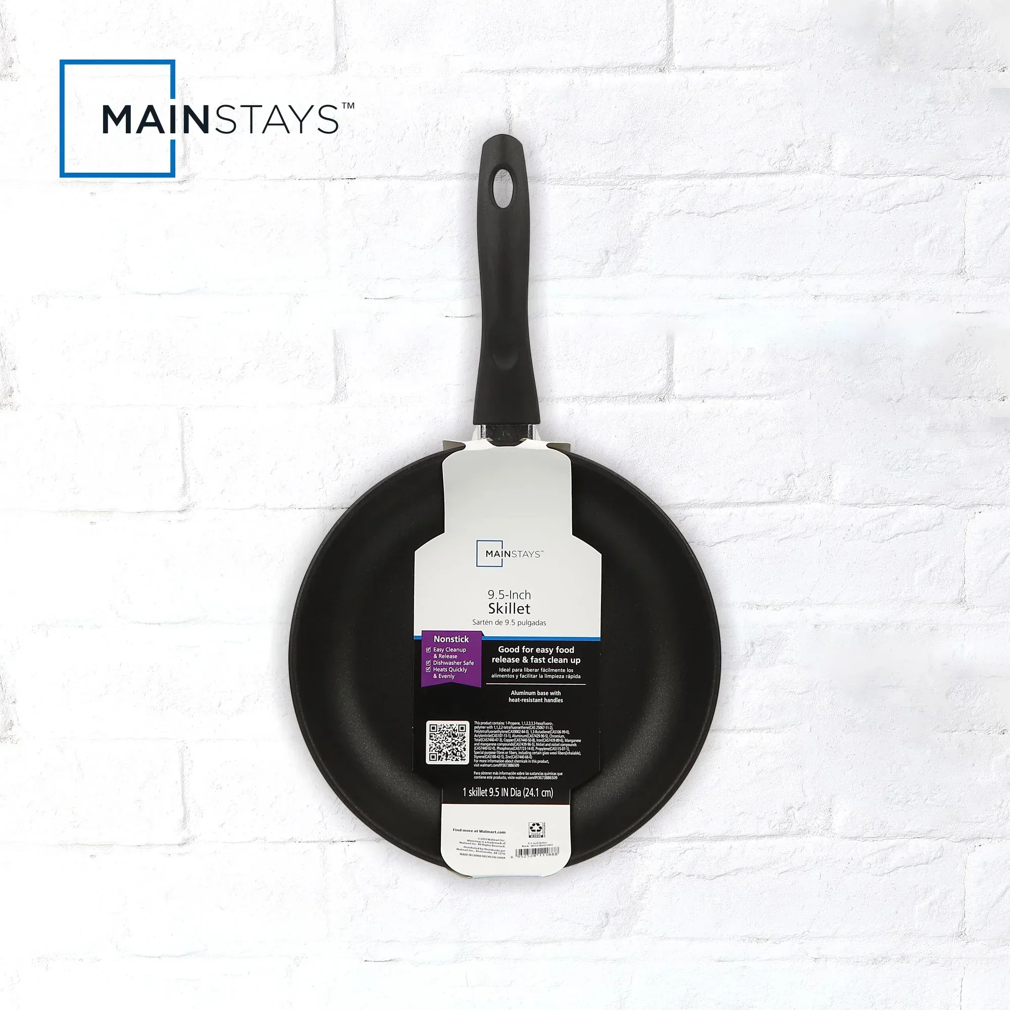 Mainstays 9.5" Non-Stick Aluminum Alloy Skillet Black Dishwasher Safe - Image 8