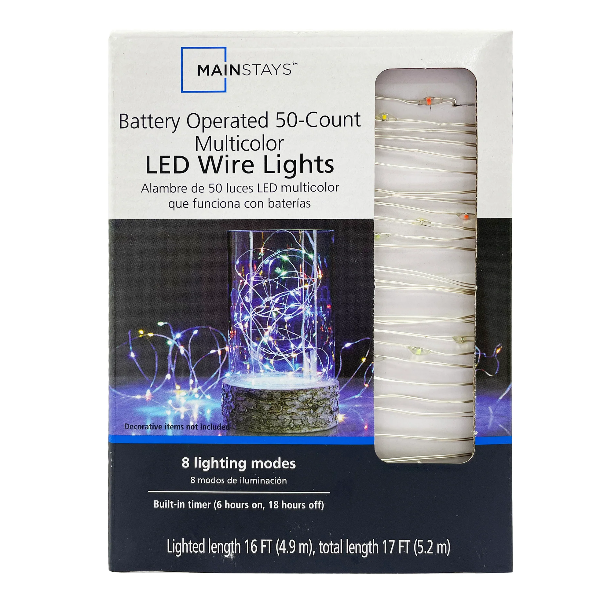 Mainstays Battery-Operated Indoor 50-Count LED Multi-Color Wire Lights, with 8 Lighting Modes - Image 7