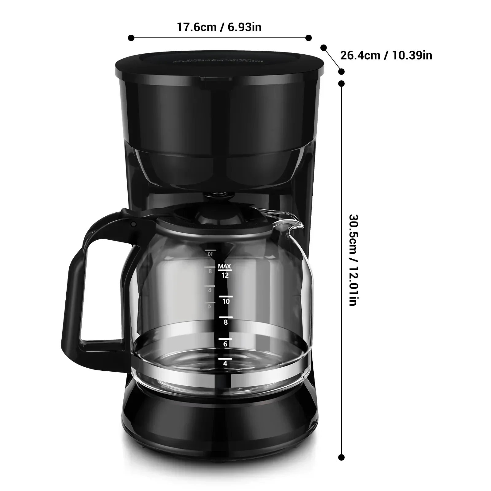 Mainstays Black 12-Cup Drip Coffee Maker - Image 6