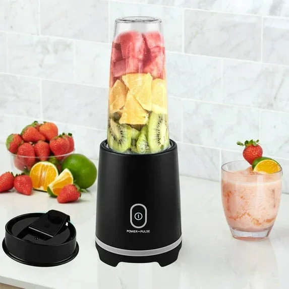 Mainstays Black Single-Serve Blender with 1 Travel Lid, 16 oz, New - Image 8