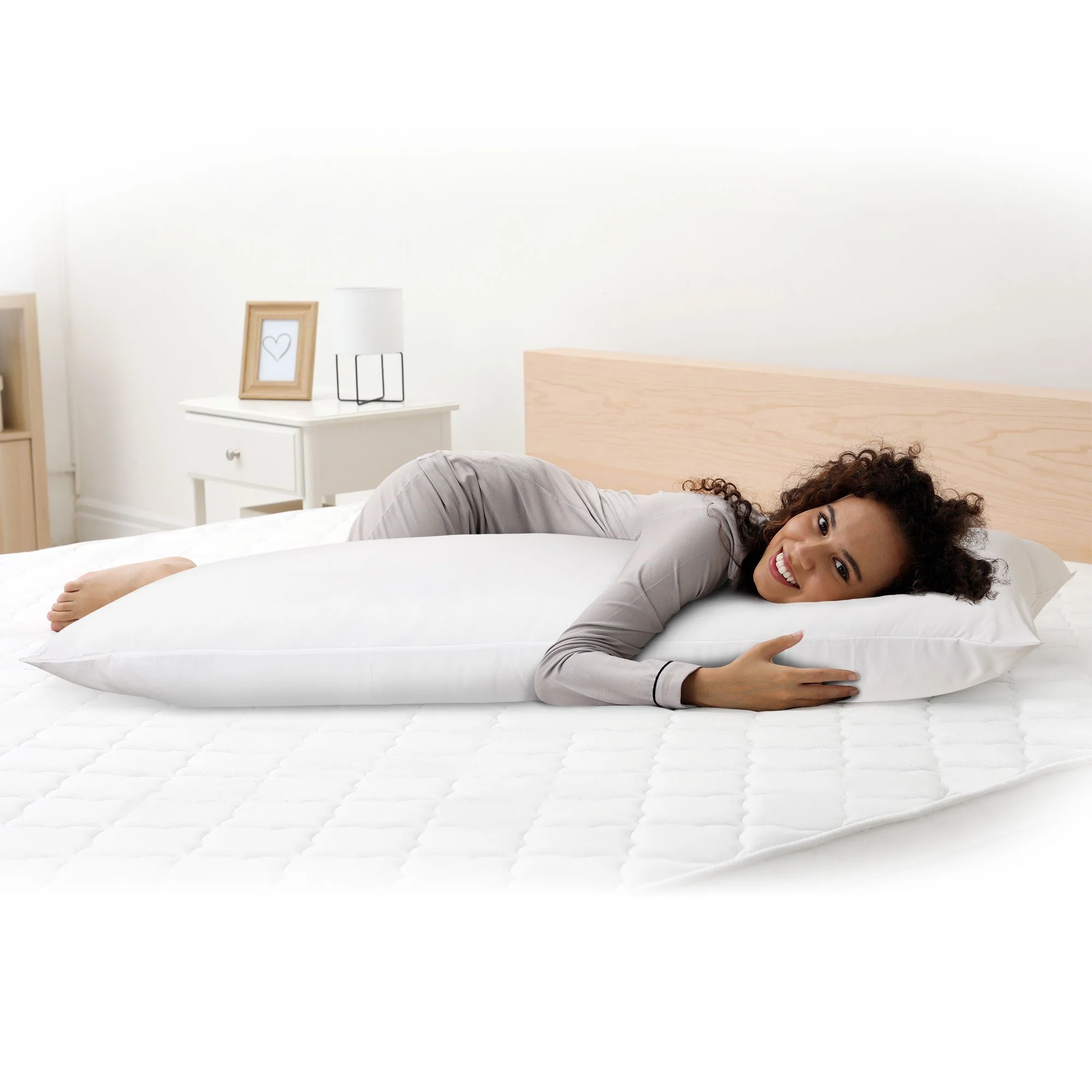 Mainstays Body Pillow - 20"x 54", White, Microfiber, Hypoallergenic - Image 4