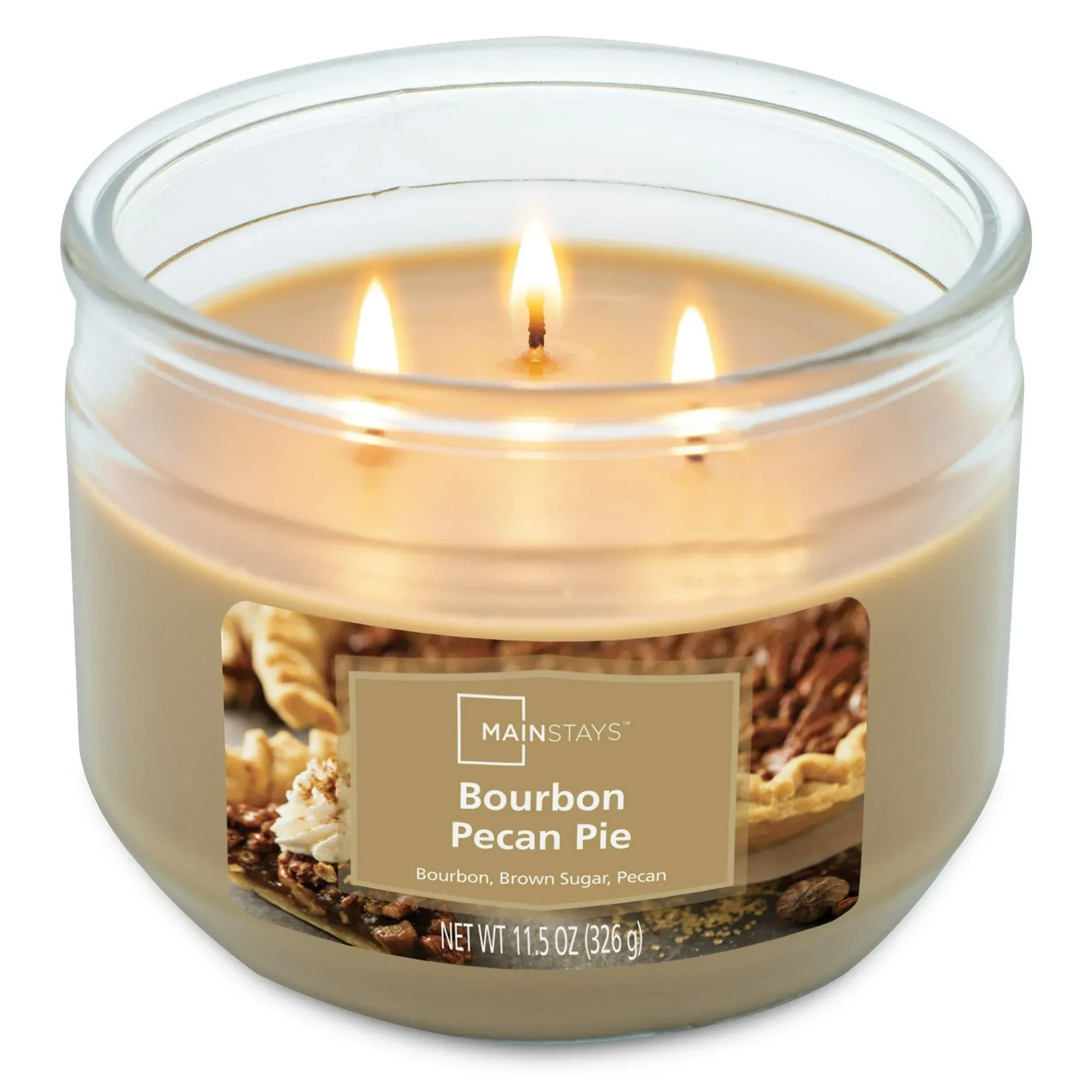 Mainstays Bourbon Pecan Pie Scented 3 Wick Candle, 11.5 oz. - Image 3